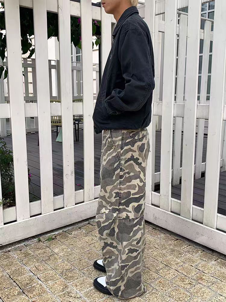 Designer × Vintage Camouflage Workwear High Street Washed Casual Pants Size US 30 / EU 46 - 2 Thumbnail
