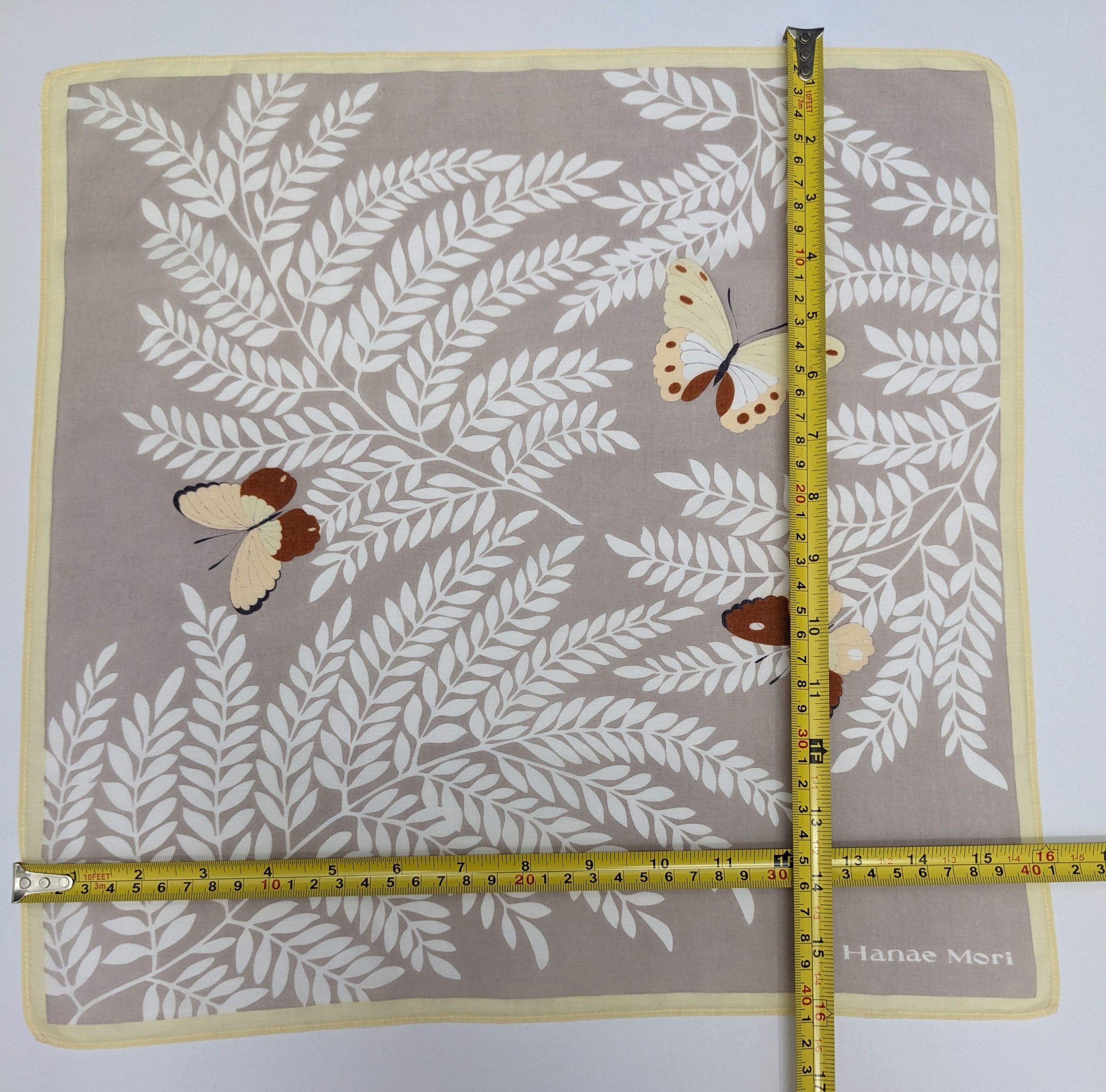 Hanae Mori Vintage Hanae Mori Butterfly & Fern Botanical Handkerchief Size ONE SIZE - 3 Thumbnail