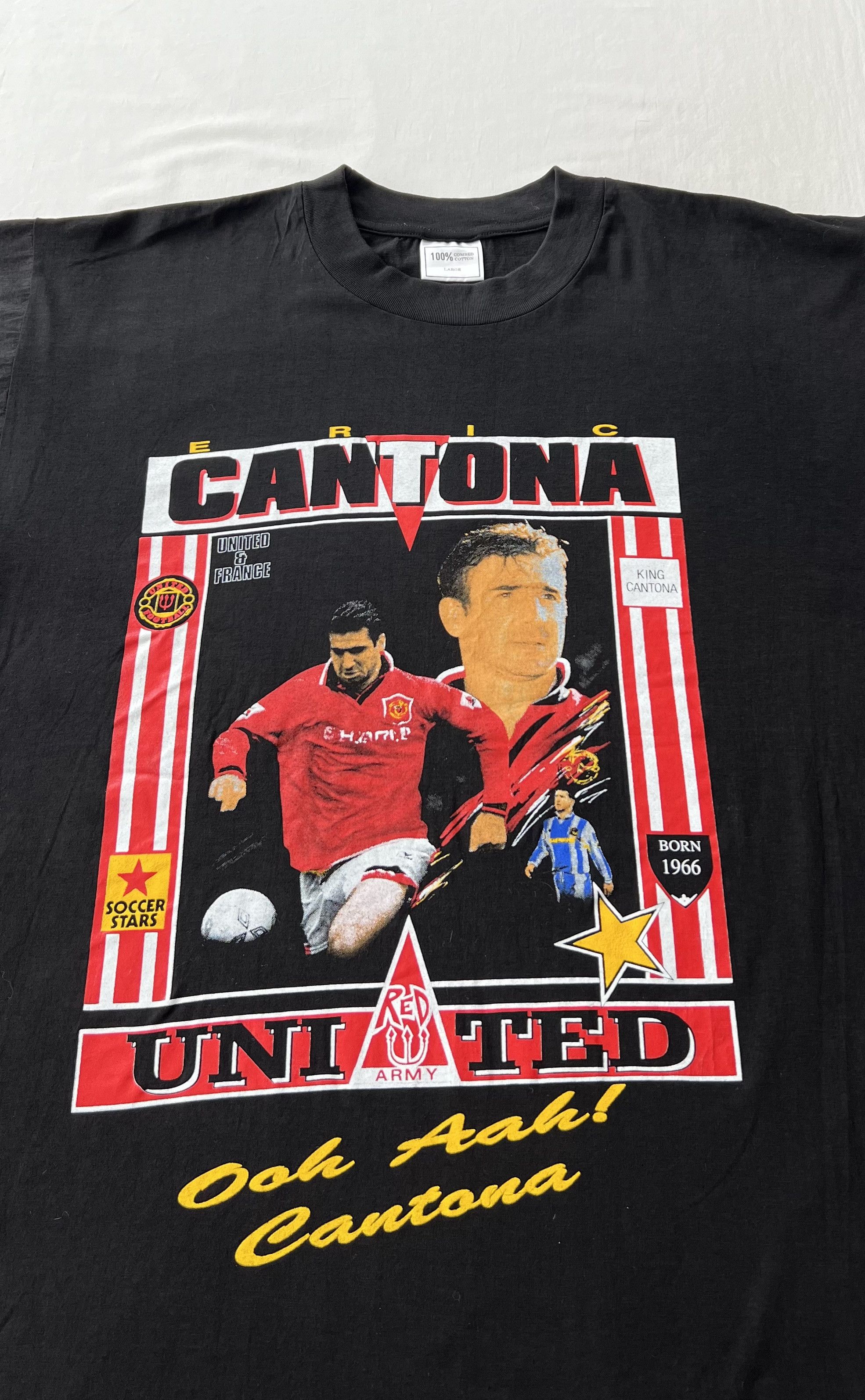 Vintage Vintage 90s Manchester United Eric Cantona #7 Black T-shirt Size US L / EU 52-54 / 3 - 3 Thumbnail