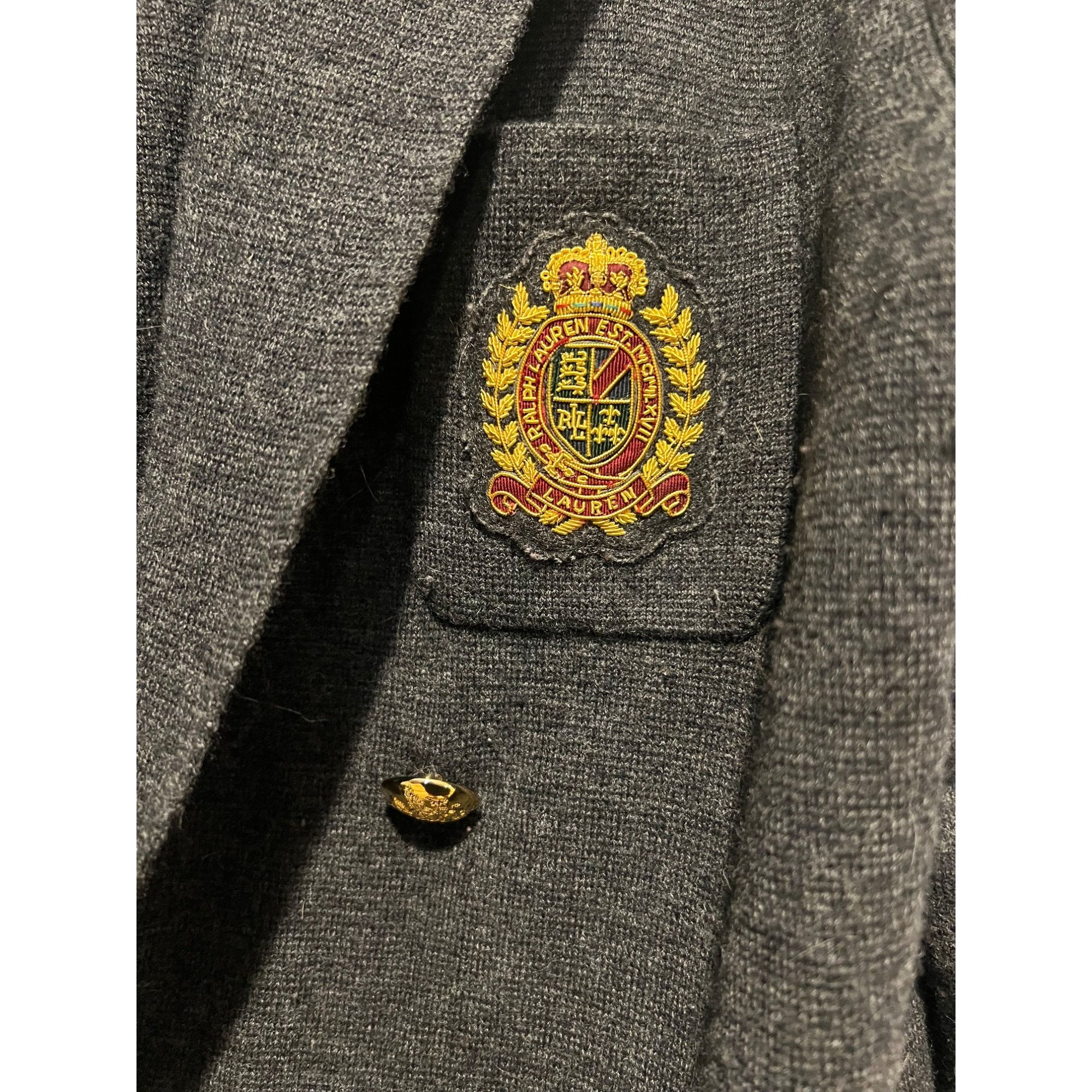 Lauren Ralph Lauren Ralph Lauren Black Merino Wool Double Breasted Crest Crown L Size L / US 10 / IT 46 - 3 Thumbnail