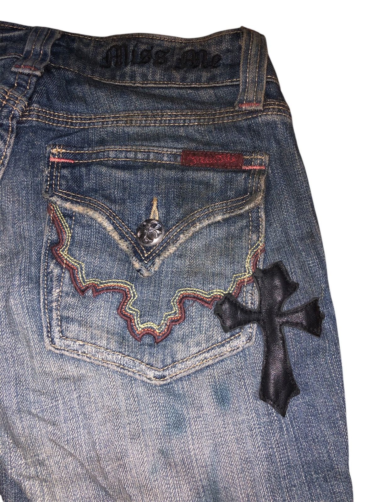 Designer × Japanese Brand × Miss Me Vintage Miss Me Denim Jeans Leather Cross Patches Size 28" / US 6 / IT 42 - 15 Thumbnail