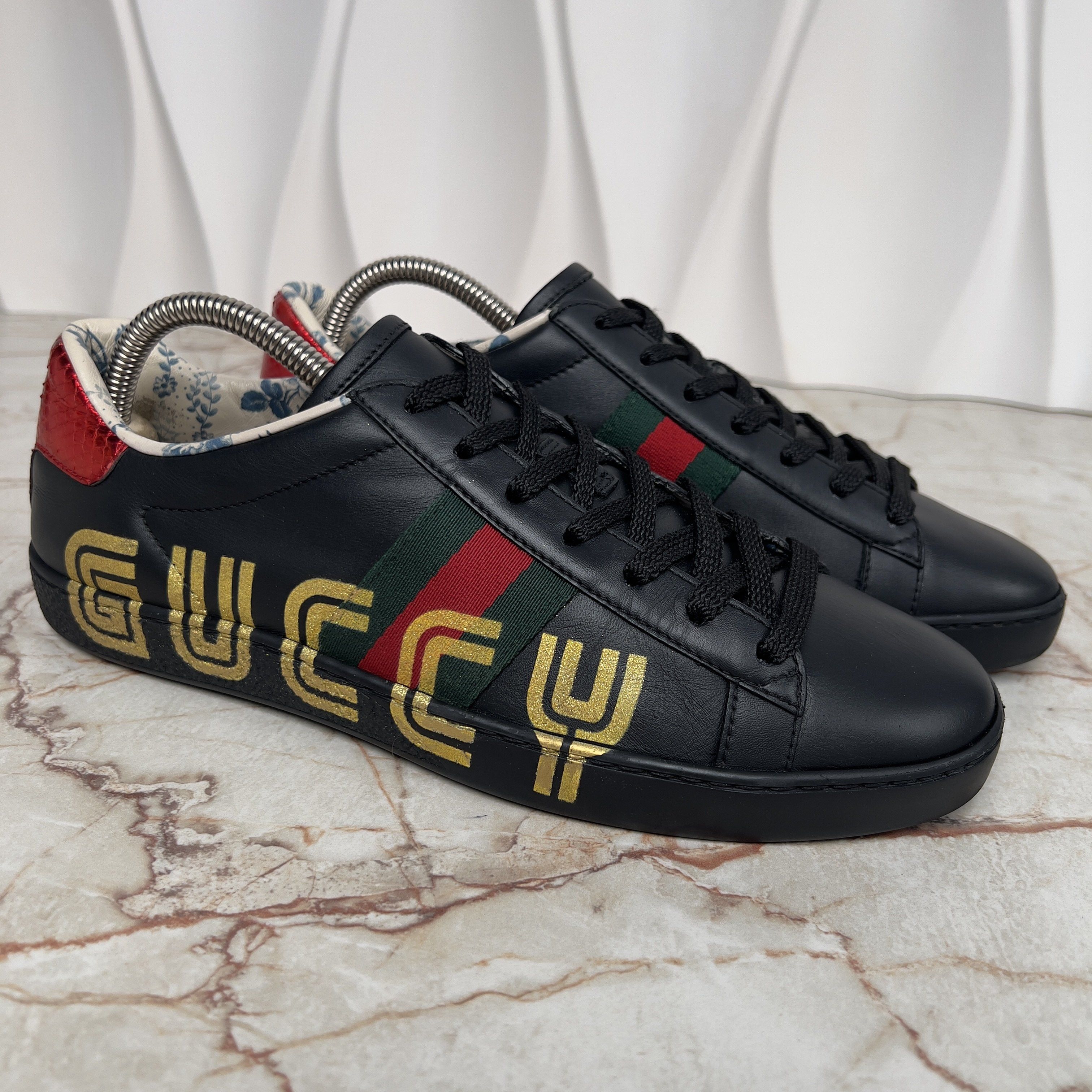 Gucci Sega Ace Sneakers Ayers Web Guccy Print Floral Leather Size US 9 / IT 39 - 4 Thumbnail
