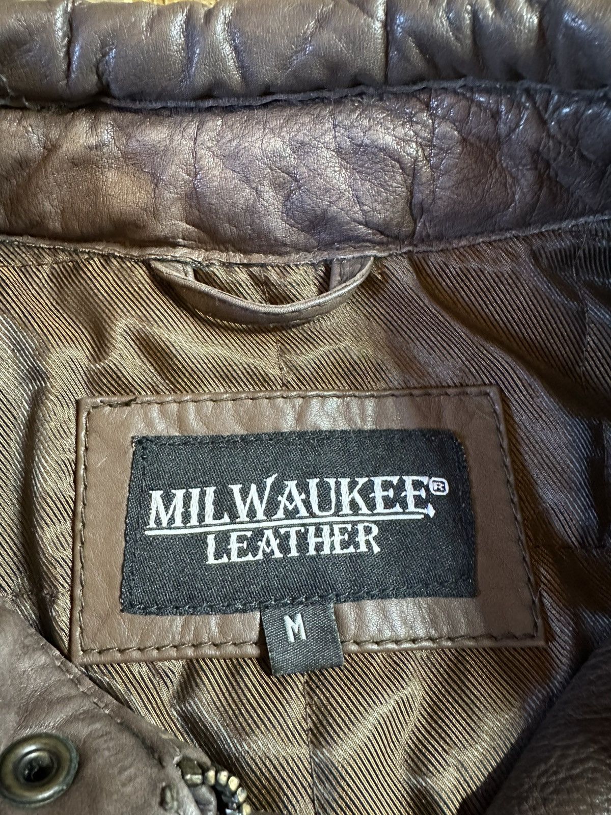 Vintage Vintage Milwaukee Brown Leather Racing Jacket Size US M / EU 48-50 / 2 - 9 Thumbnail