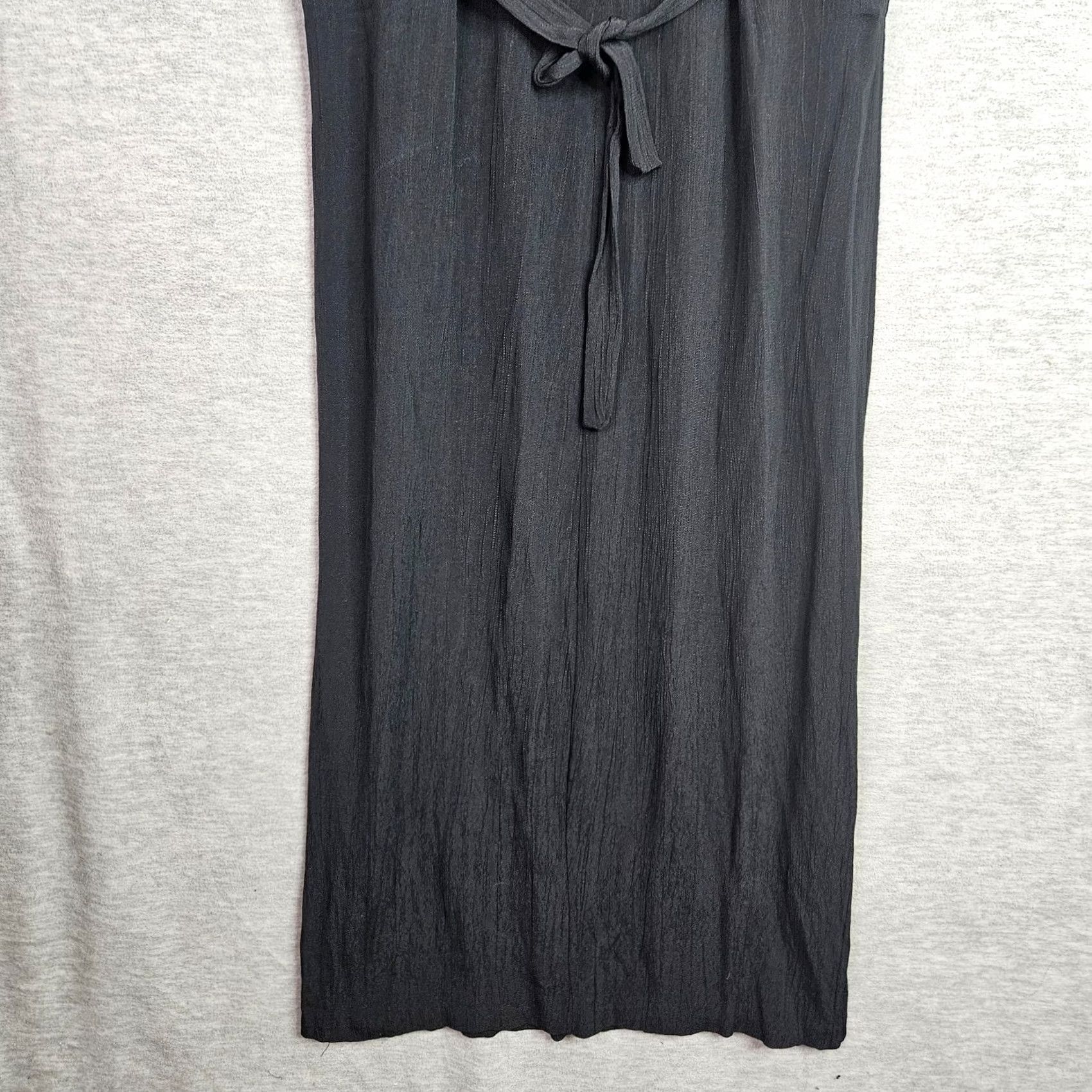 Vintage Dressing Clio Vintage Black Maxi Dress Women's M Sleeveless Floral Trim Round Neck A-Line Long Casual Party/Cocktail Size M / US 6-8 / IT 42-44 - 4 Thumbnail