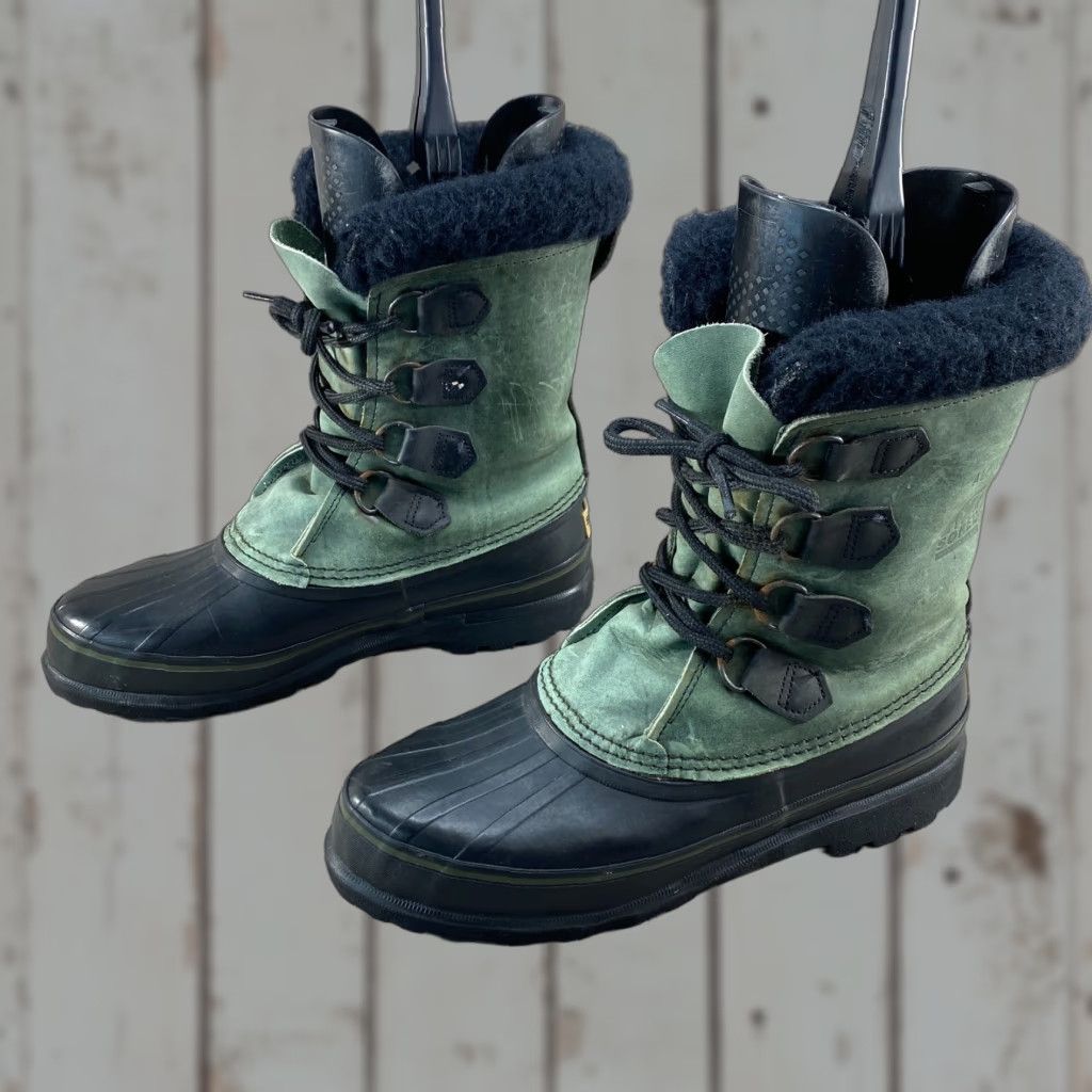 SOREL VINTAGE Sorel Alpine Green Kaufman Canada Insulated Winter Leather Rubber Duck Boots 9 Size US 9 / IT 39 - 1 Thumbnail