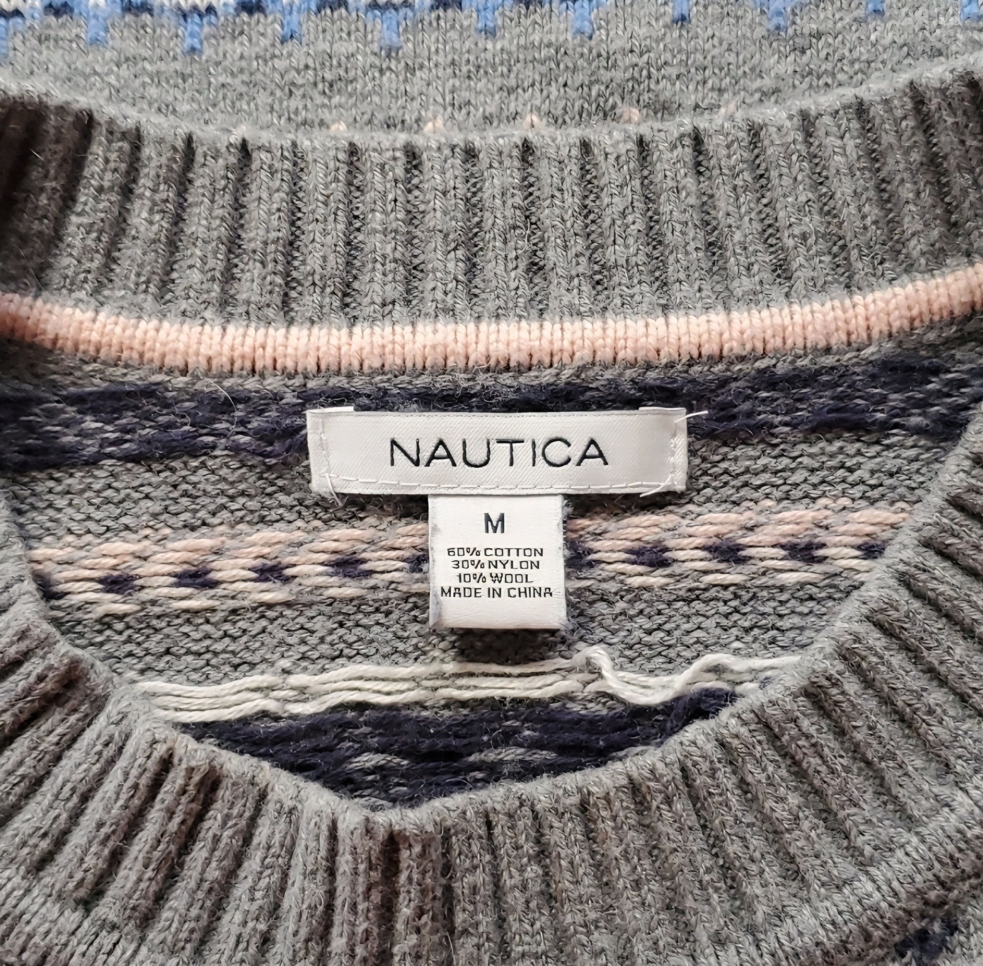 Nautica Nautica Size M Cotton Sweater Grey Blue Pink Anchor Stripe Size M / US 6-8 / IT 42-44 - 9 Thumbnail