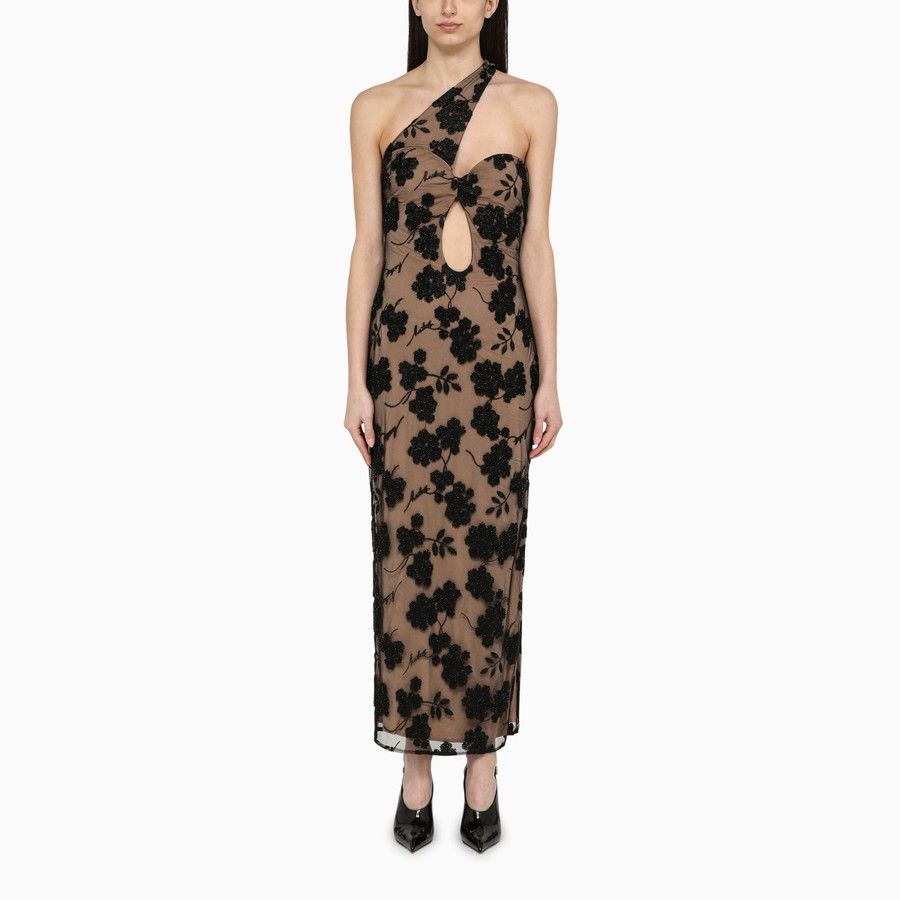 ROTATE o1d2blof0924 Midi Dress in Black & Beige Size M / US 6-8 / IT 42-44 - 1 Thumbnail