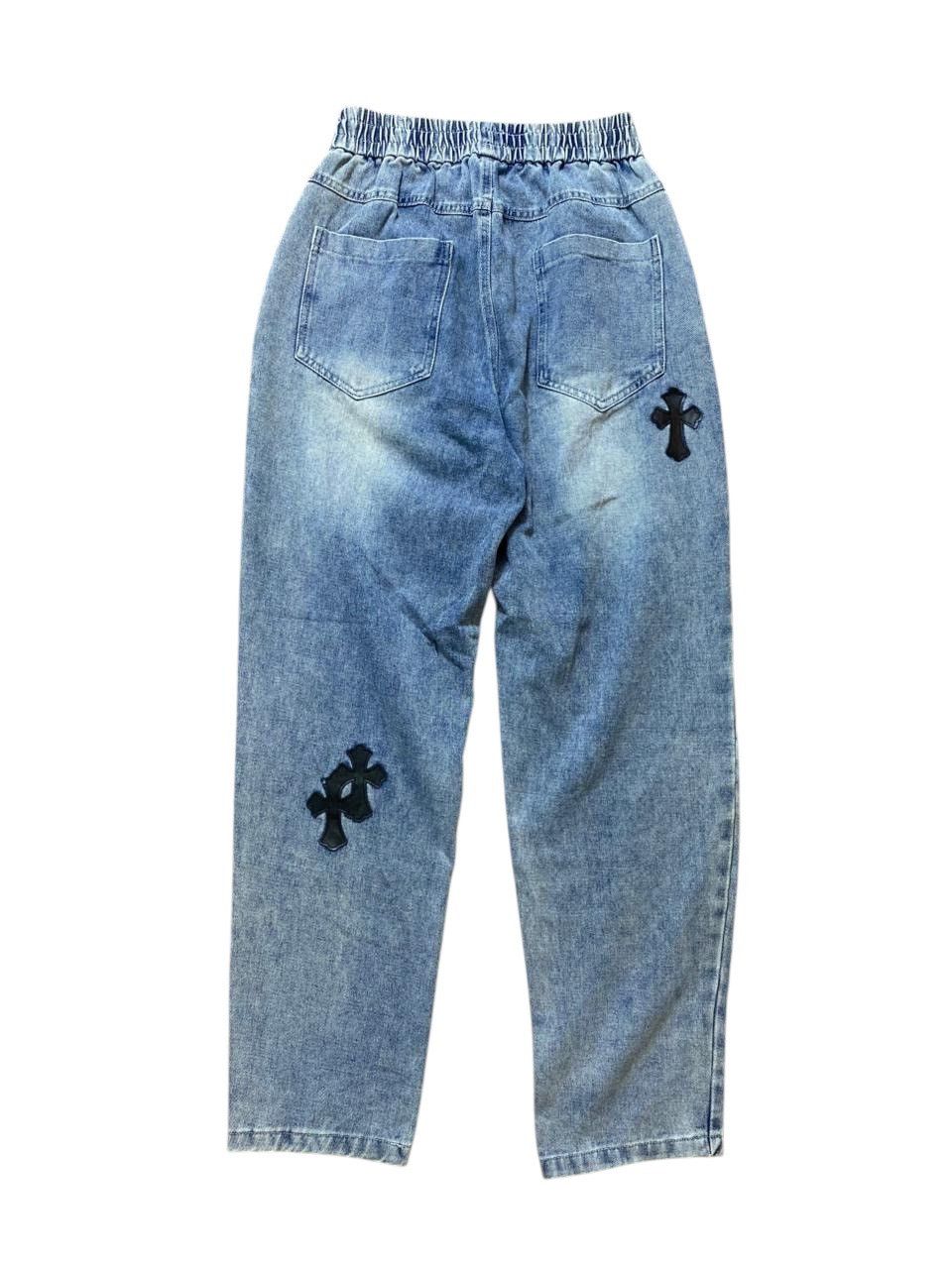 Japanese Brand 2000s Japanese Patchwork Chrome Heart Style Faded Jeans Size US 27 - 3 Thumbnail