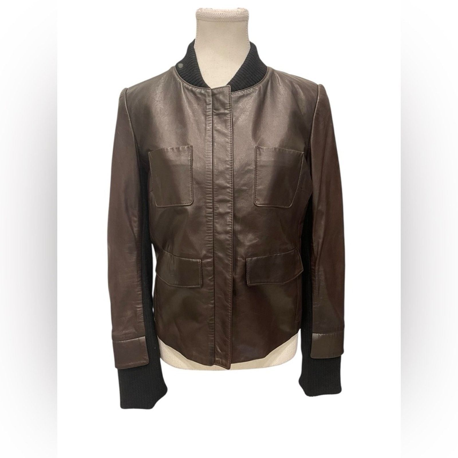 THAKOON THAKOON Woman’s Brown Leather Jacket Size:6 Size M / US 6-8 / IT 42-44 - 1 Thumbnail