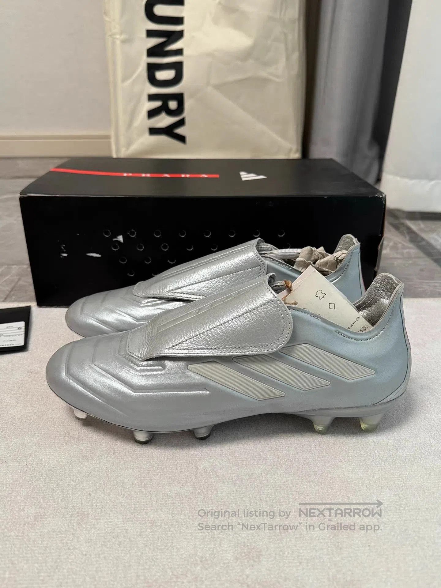 Prada Silver Leather Athletic Cleats Size 8.5. Size US 8.5 / EU 41-42 - 1 Thumbnail