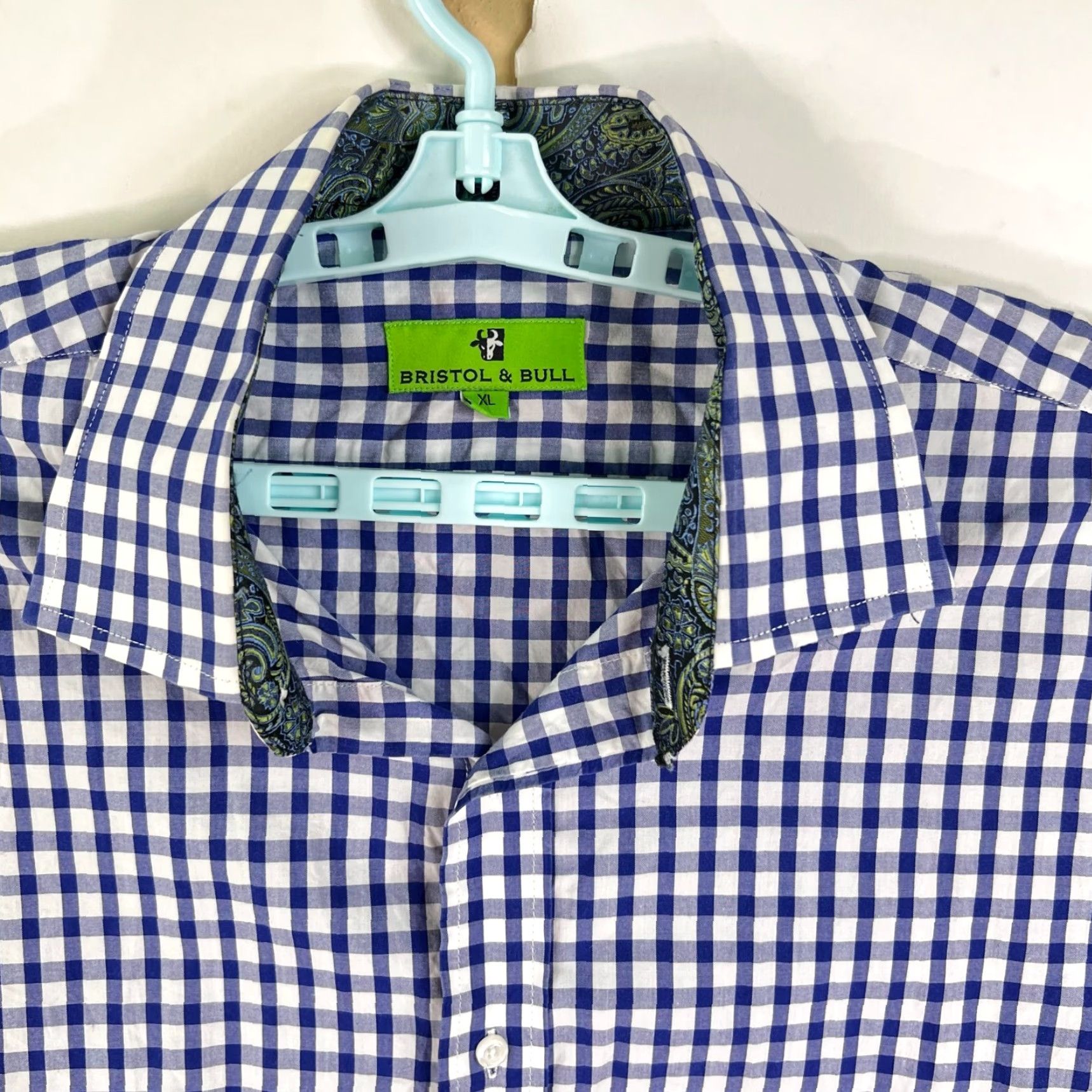 Vintage Bristol & Bull Checked Long Sleeve Button Up Shirt Mens XL Blue Cotton Size US XL / EU 56 / 4 - 3 Thumbnail