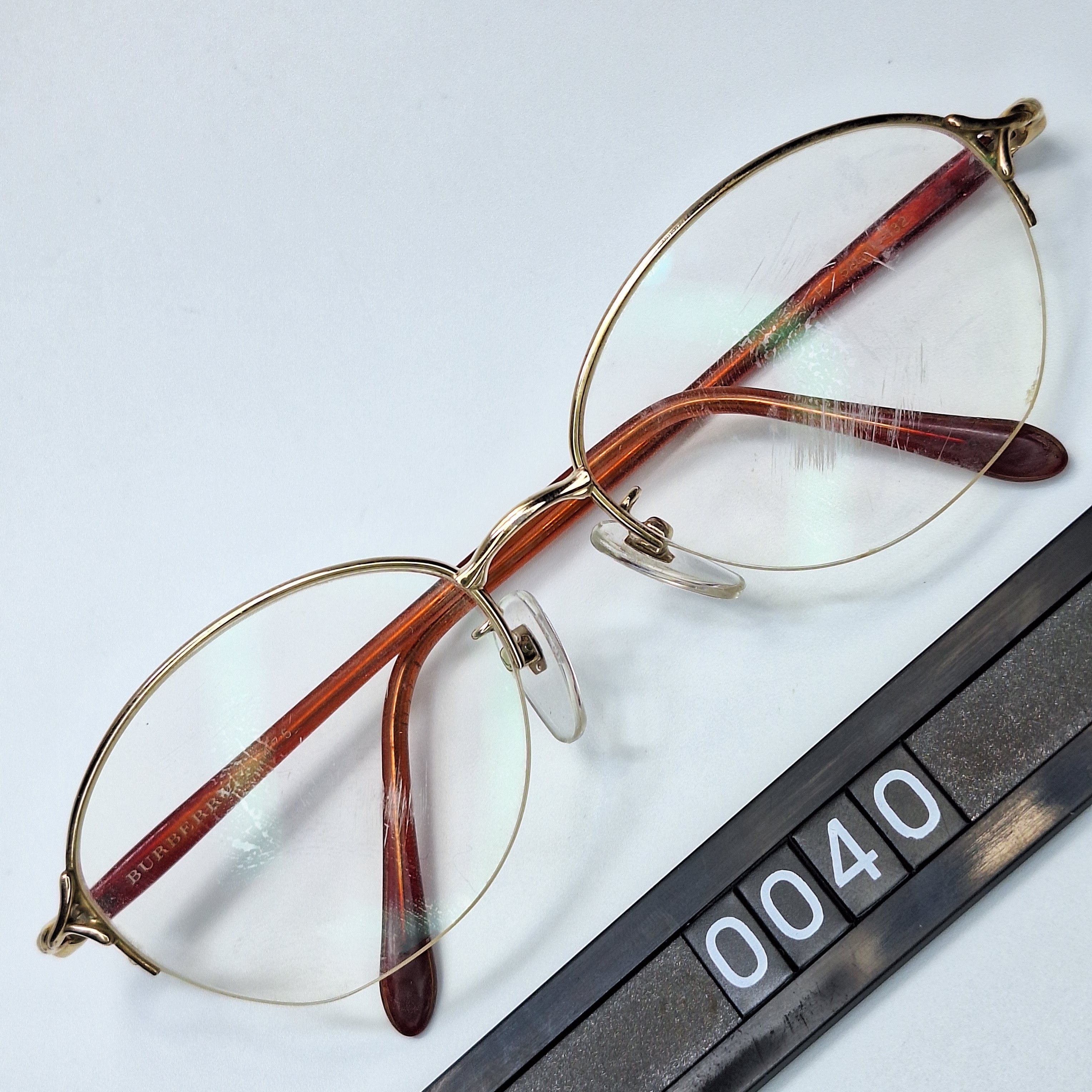 Burberry Burberry 475 Gold Pure Titanium Semi-Rimless Eyeglass Size ONE SIZE - 1 Thumbnail