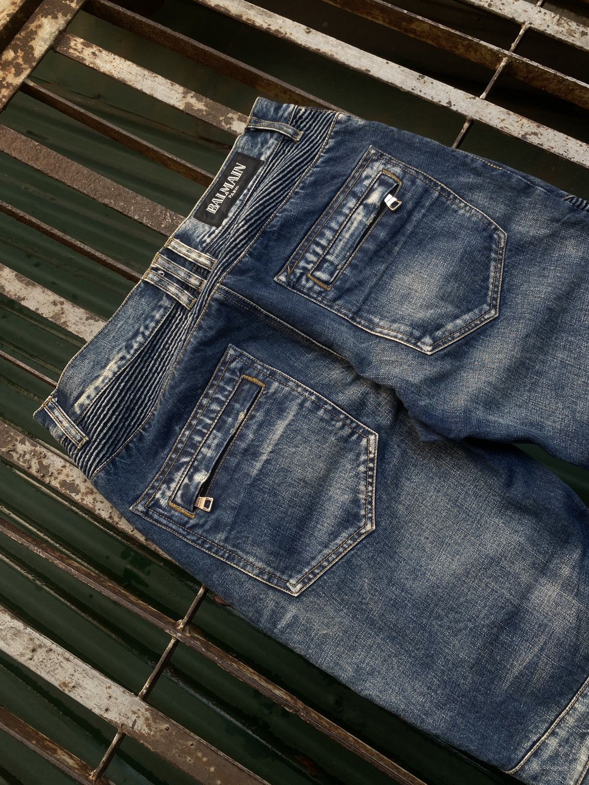 Balmain Balmain - Distressed Biker Jeans Denim Blue Washed Size US 30 / EU 46 - 7 Thumbnail