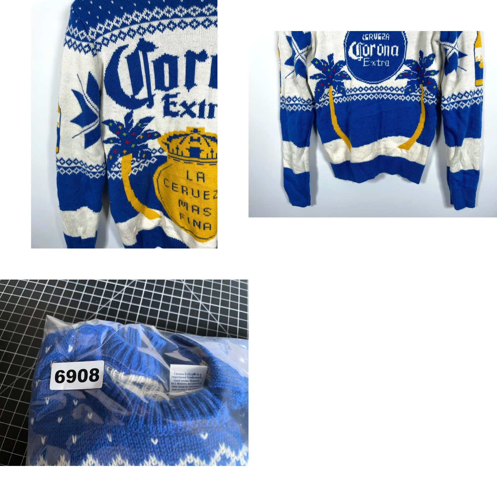 Vintage Corona Extra Beer Sweater Adult Small Blue White Ugly Christmas Knit AOP Size US S / EU 44-46 / 1 - 9 Thumbnail
