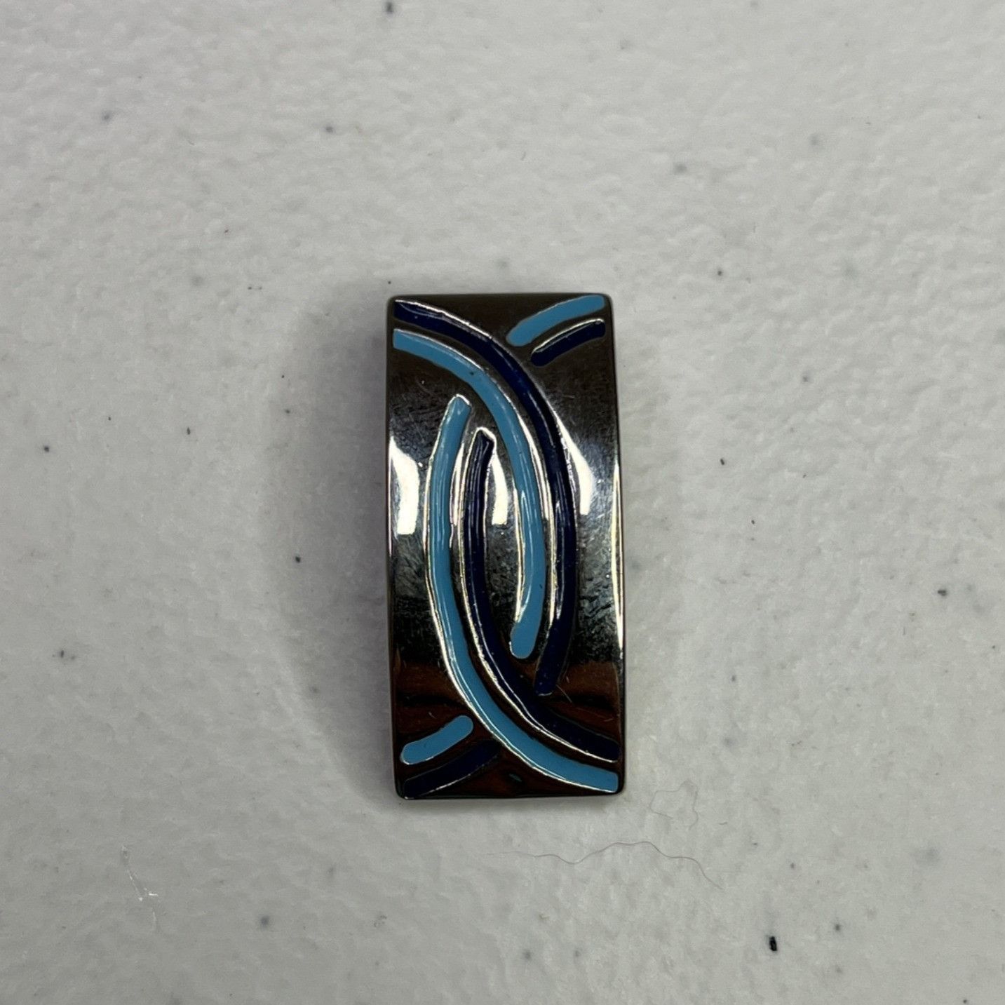 Designer Silver-Tone Abstract Pendant With Blue Enamel Design Size ONE SIZE - 7 Thumbnail