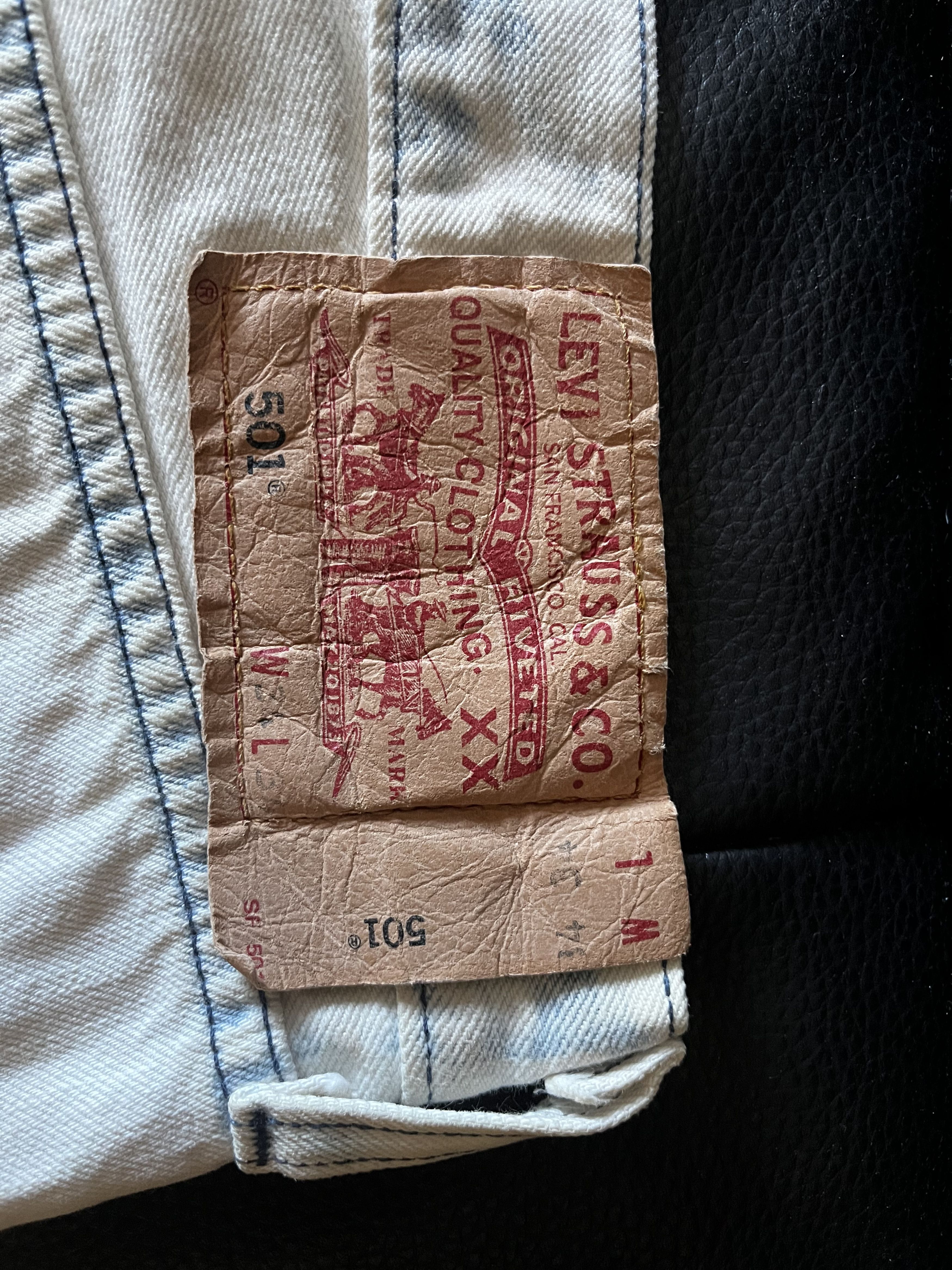 Levi's Vintage Clothing Vintage Levi’s 501 White Jeans – Rare, T01 Button Size US 34 / EU 50 - 2 Thumbnail