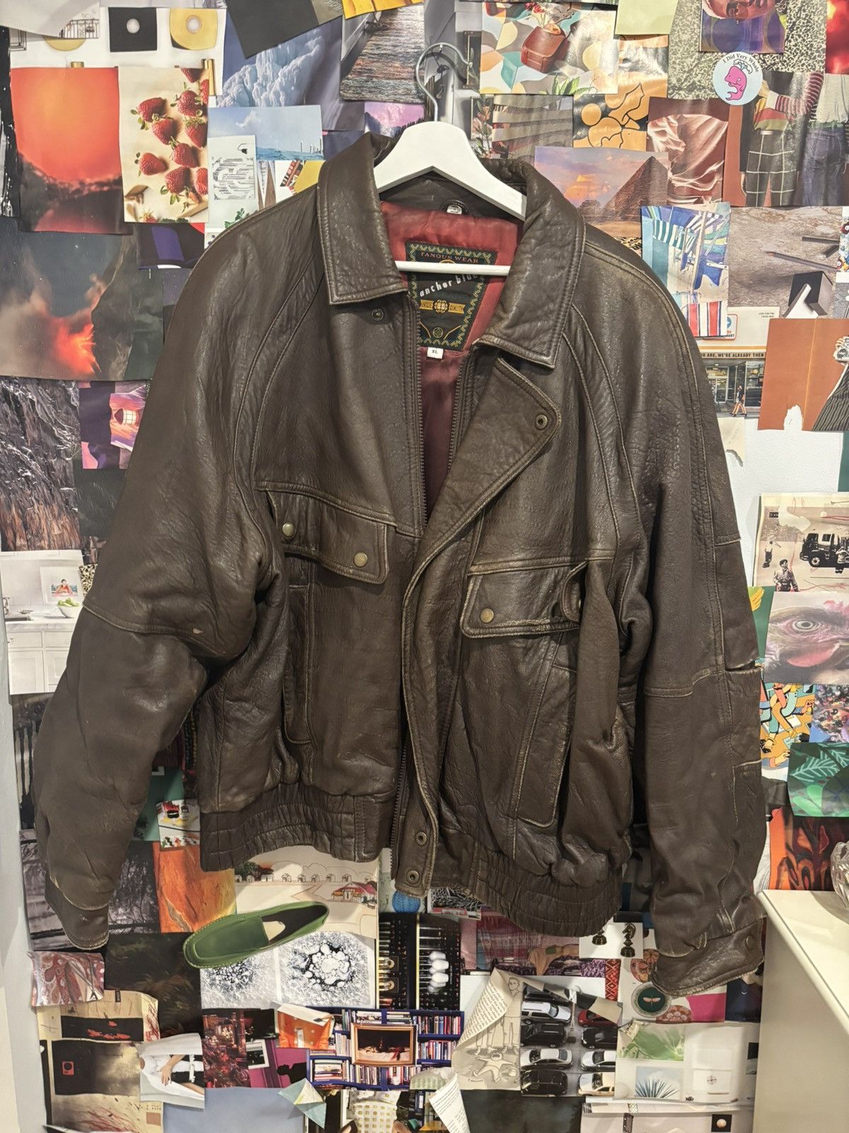 Anchor Blue Vintage 80s Anchor Blue Bomber Leather Jacket XL Size US XL / EU 56 / 4 - 2 Thumbnail