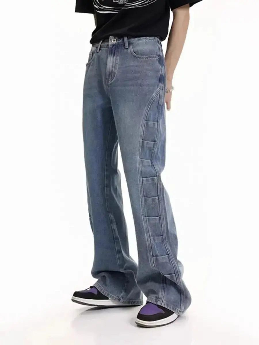 Japanese Brand Design Stacked Patchwork Jeans Versatile Micro Flares Size US 32 / EU 48 - 6 Thumbnail