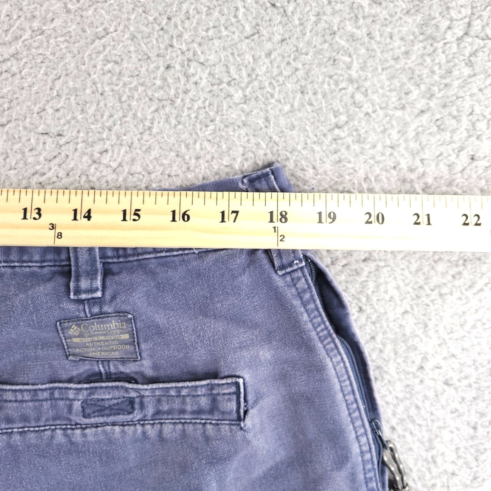 Vintage Columbia Walk Shorts Mens 36 Blue Distressed Canvas Cotton Hiking Outdoor Chino Flat Front Solid 36 Mens Blue Outdoor 90s (adjusted) Size US 36 / EU 52 - 5 Thumbnail