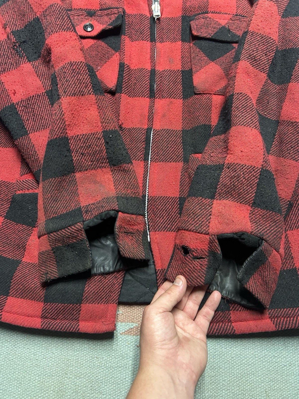 Vintage Vtg wool zip jacket buffalo plaid Weatherguard quilted large Size US L / EU 52-54 / 3 - 5 Thumbnail