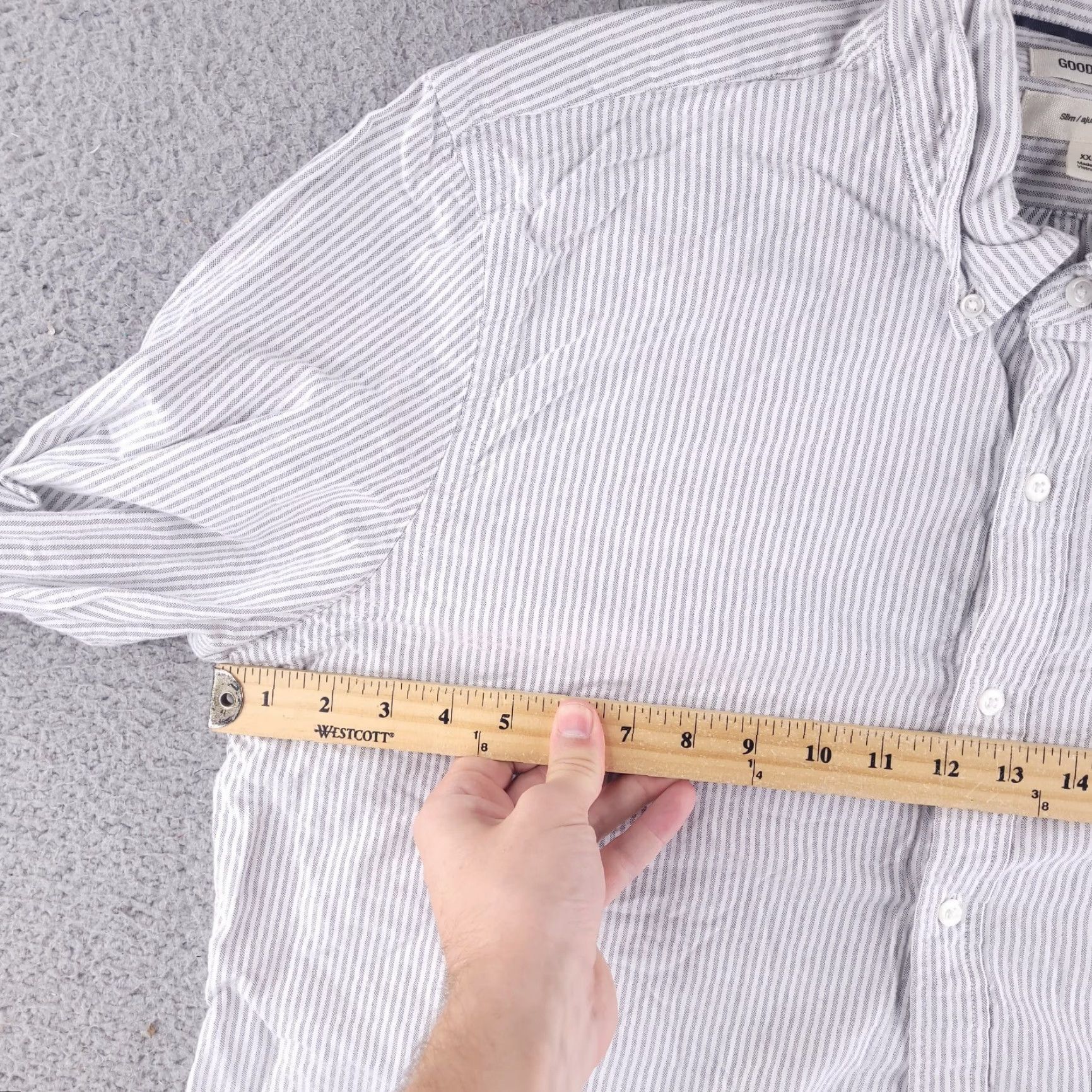Vintage Goodthreads Shirt Men 2XL White Oxford Stripe Slim Cotton Long Sleeve Button Up Shirt Mens Slim 2XL White Striped Oxford Button-Up Size US XXL / EU 58 / 5 - 3 Thumbnail