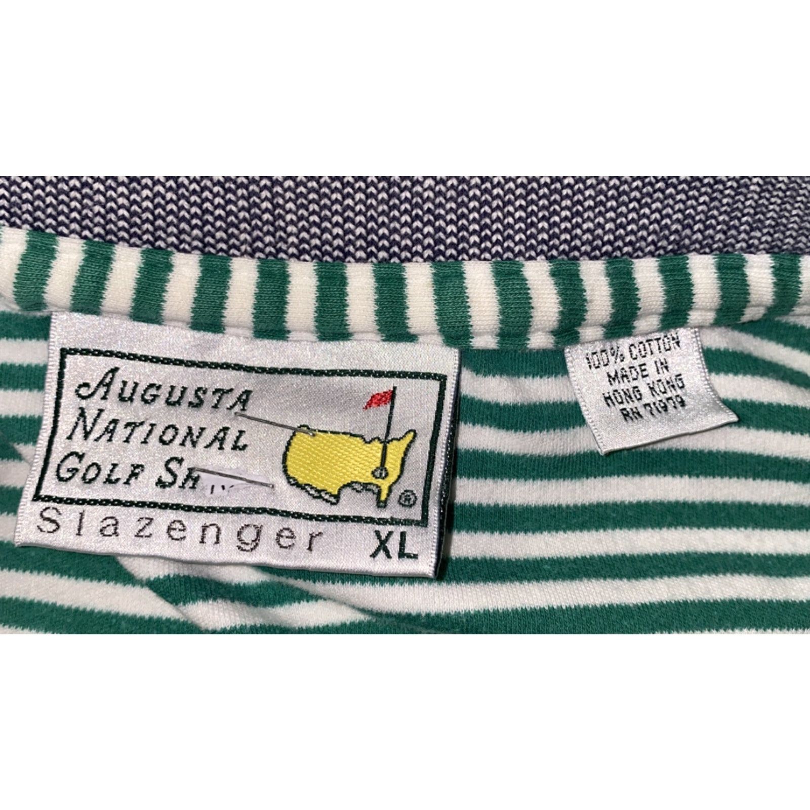 Vintage Slazenger Polo Shirt Mens Green/White Striped Augusta National Size XL Size US XL / EU 56 / 4 - 6 Thumbnail