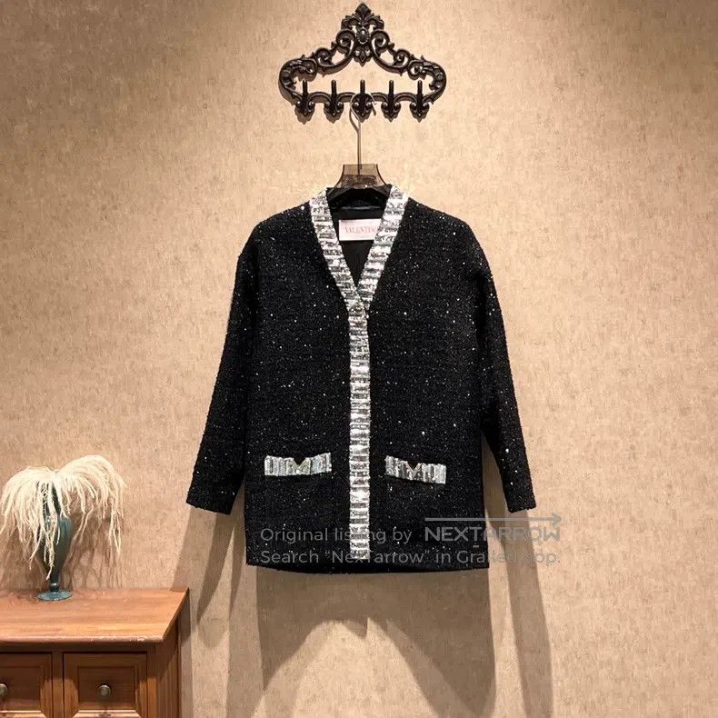 Valentino Valentino Black V-neck sequin cardigan Size XS / US 0-2 / IT 36-38 - 2 Thumbnail