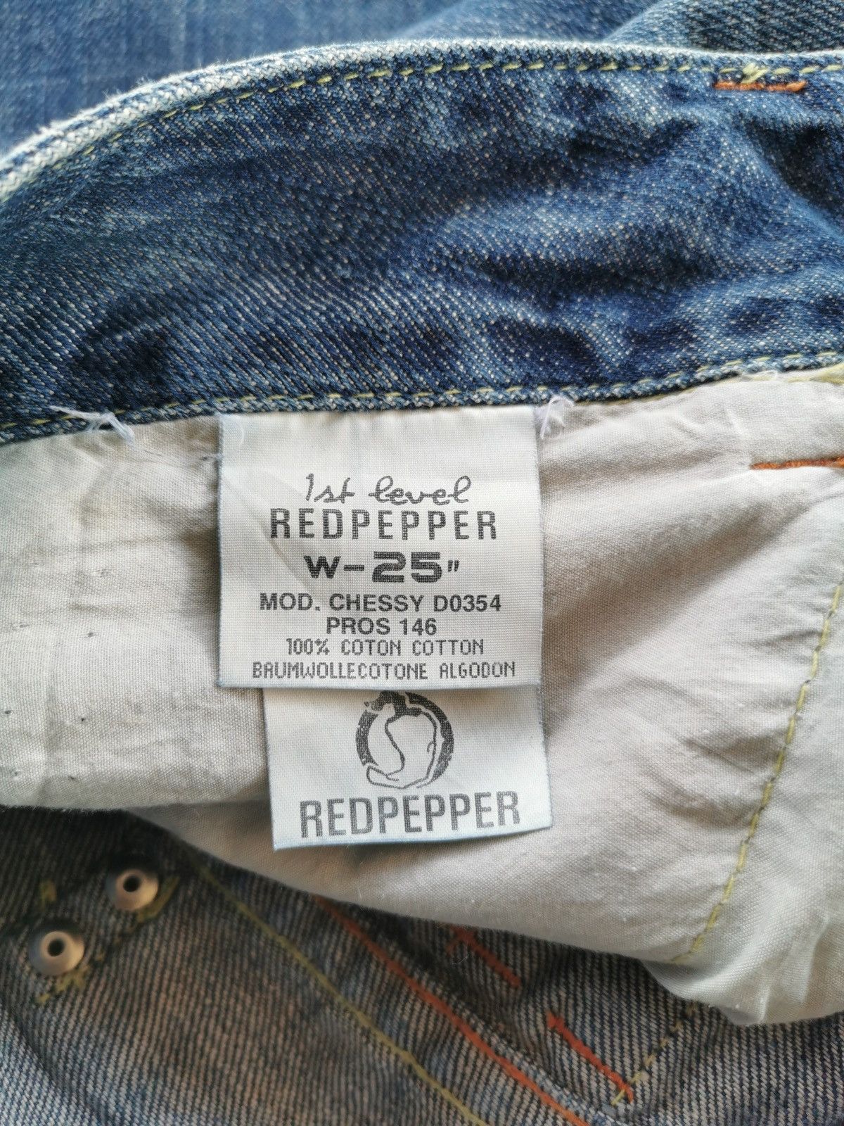 Japanese Brand Wide Flare Red Pepper Chessy Denim Jeans Size US 28 / EU 44 - 10 Thumbnail