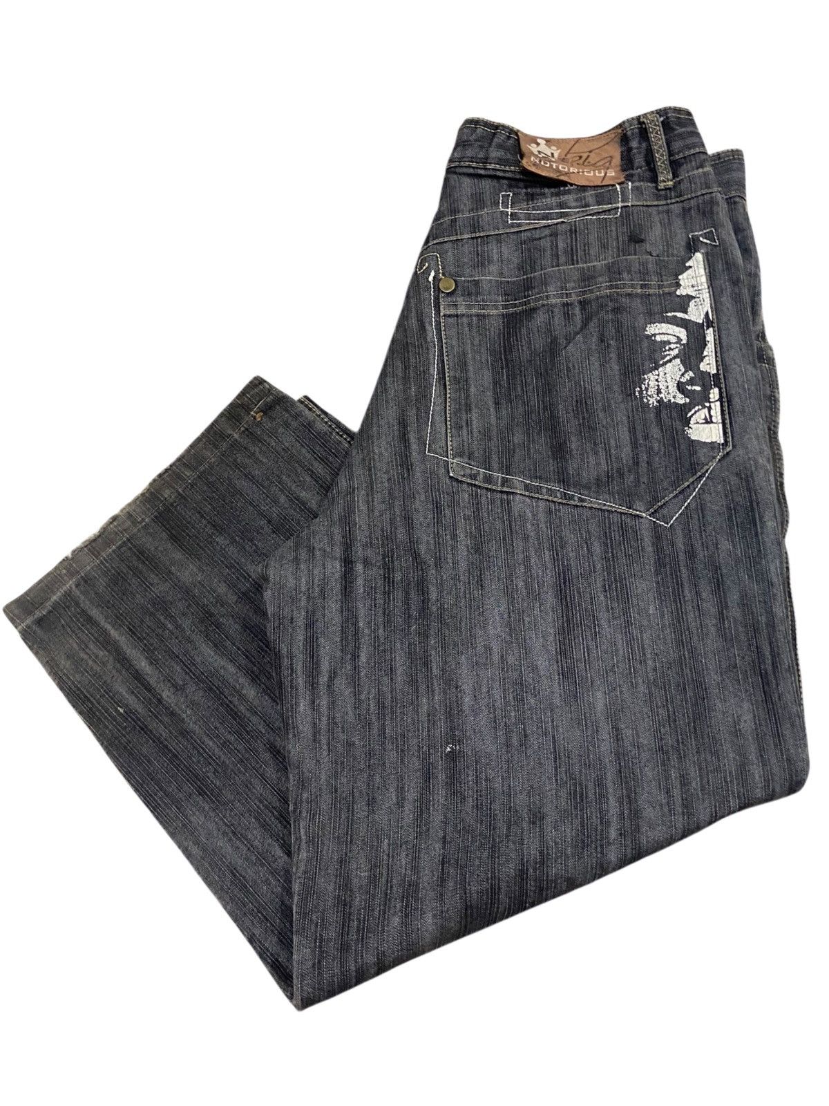 Rap Tees × Vintage Vintage Notorious BIG Jeans Mens 34x30 Black Denim Baggy Fit Size US 34 / EU 50 - 1 Thumbnail