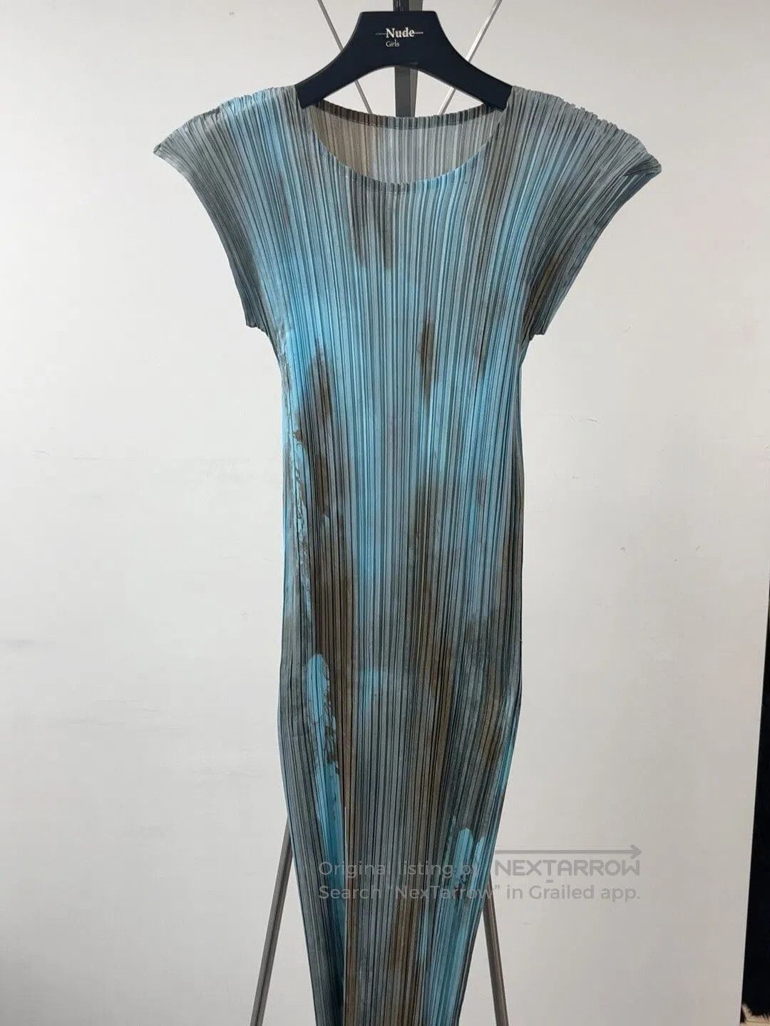 Issey Miyake Pleated Blue Dress.