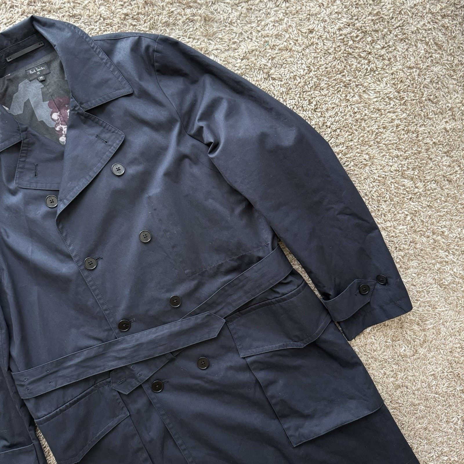 Paul Smith Paul Smith London Trench Coat Navy Belted Double Breasted Size US M / EU 48-50 / 2 - 7 Thumbnail