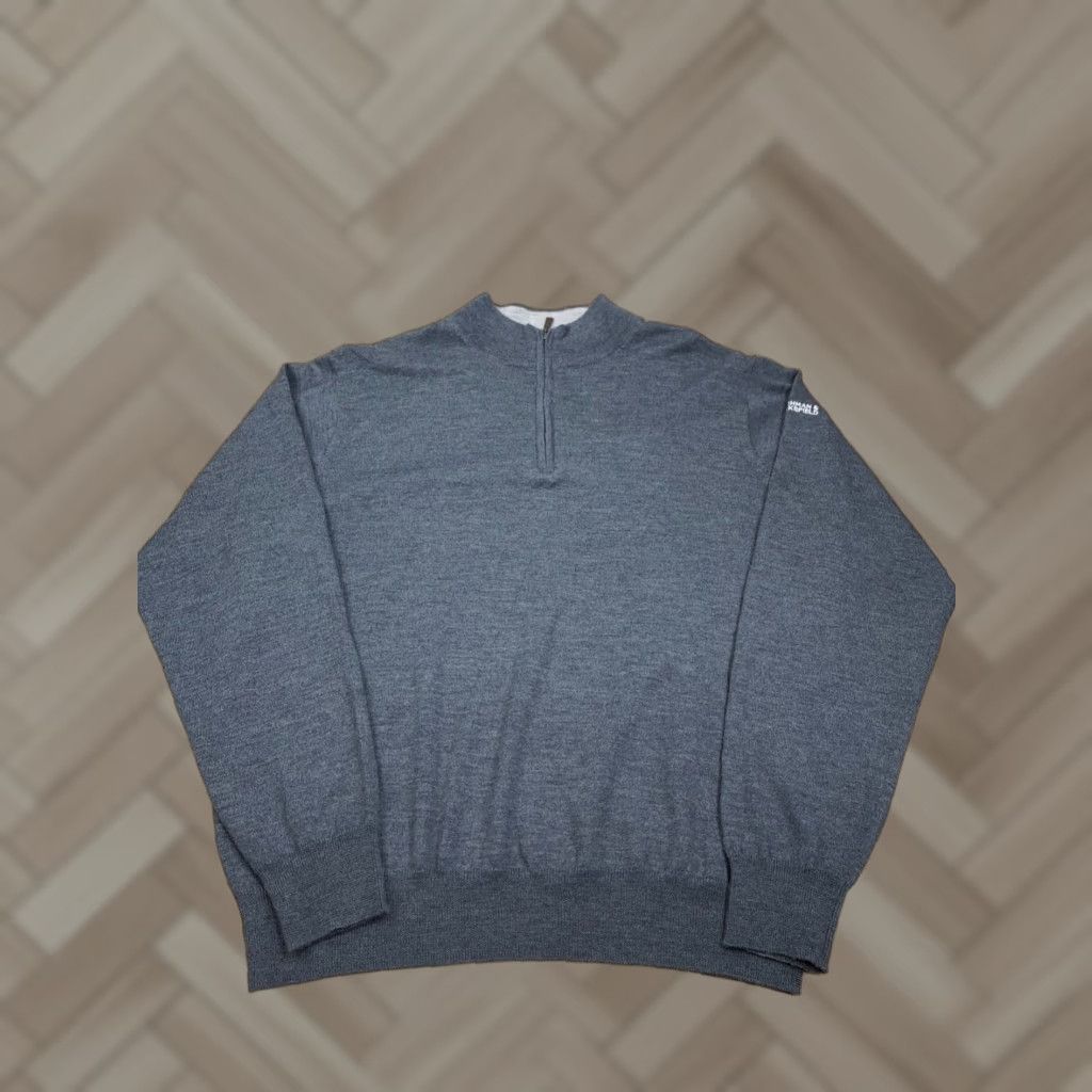 Peter Millar Peter Millar Mens XL 1/4 Zip Sweater Crown Soft Merino Wool Silk Gray Golf #7050 Size US XL / EU 56 / 4 - 1 Thumbnail