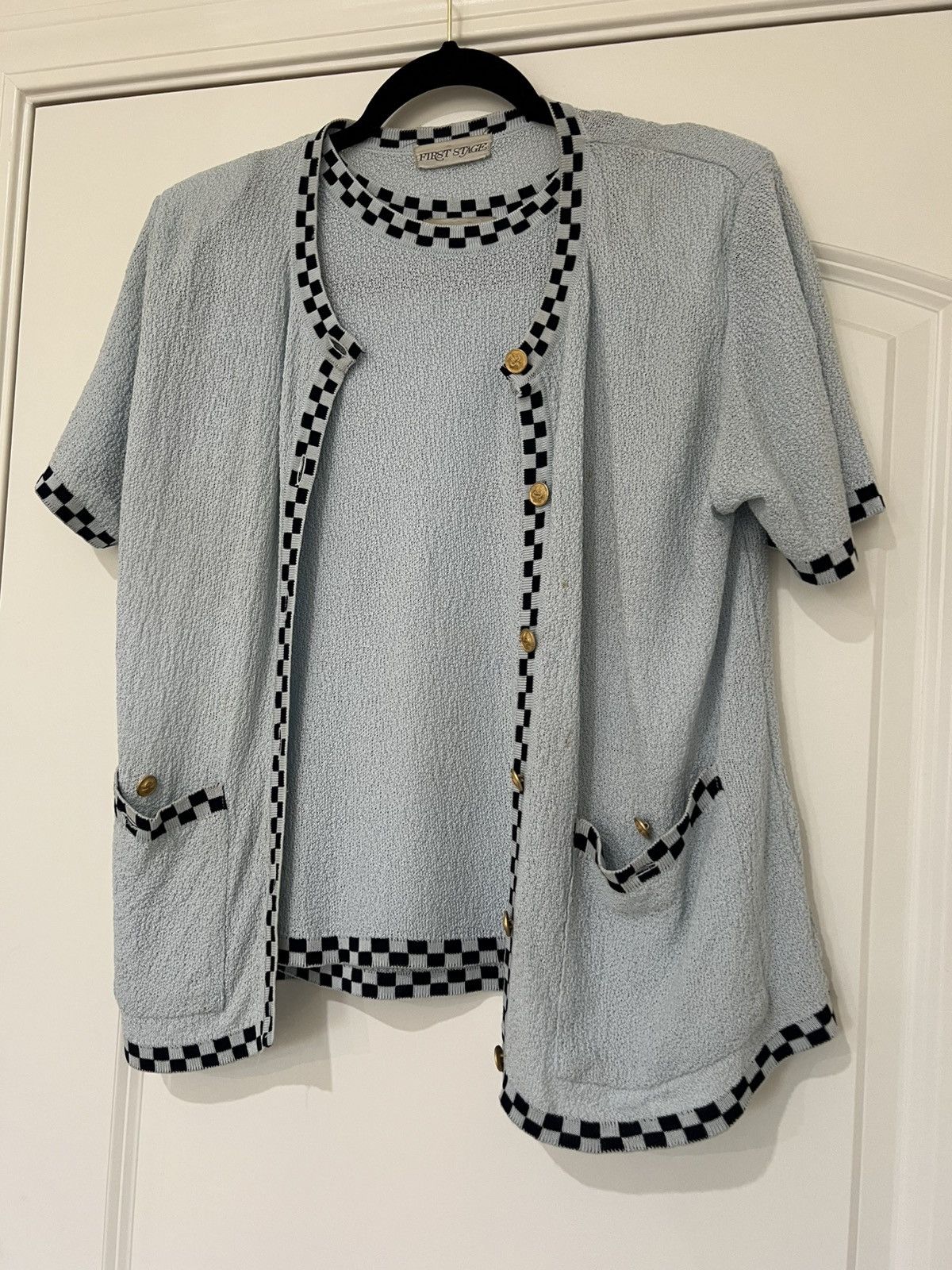 Vintage 80’s 90’s VTG Vintage First Stage Checkered Retro Blouse Size L / US 10 / IT 46 - 1 Thumbnail