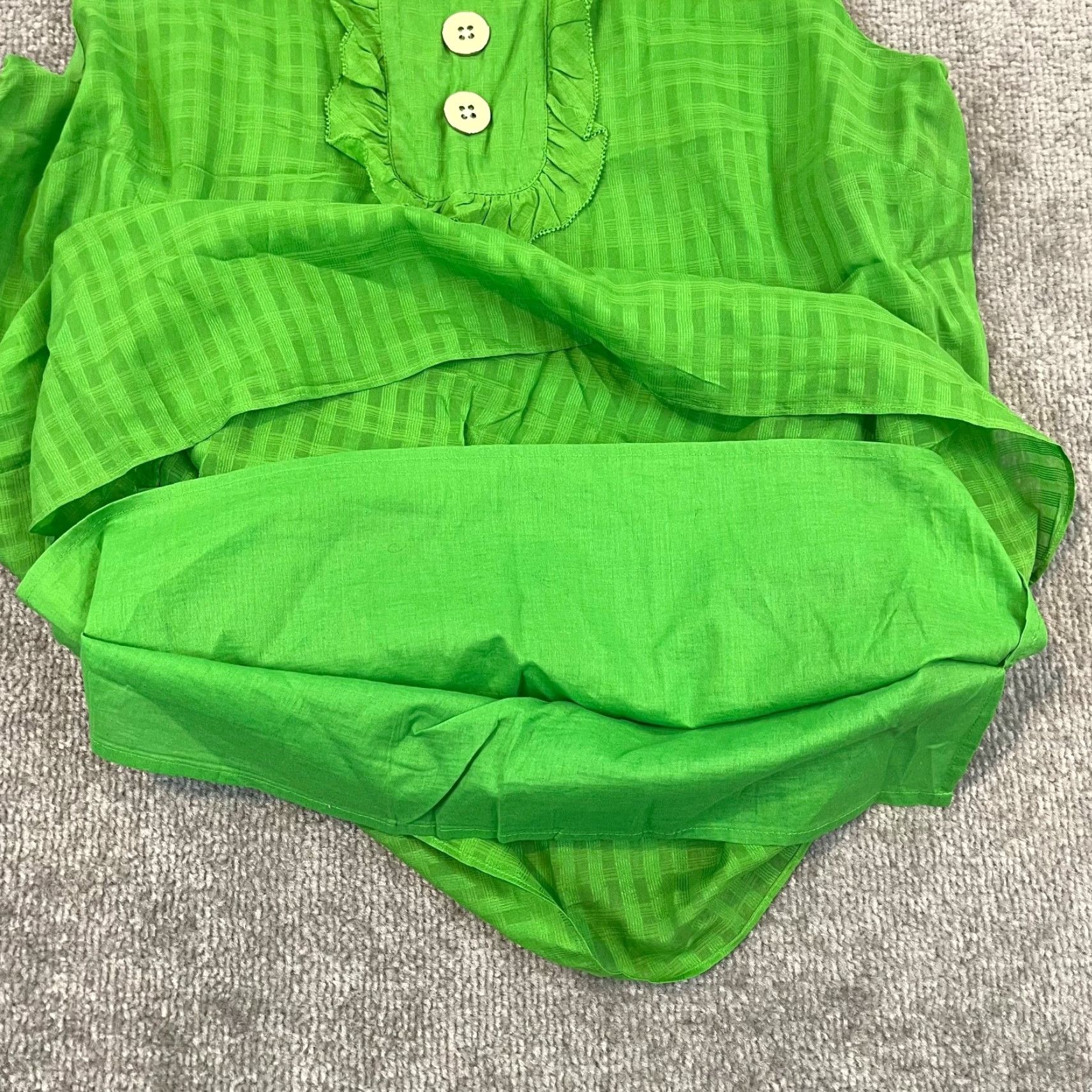 Lilly Pulitzer VINTAGE Lilly Pulitzer Silk Blouse Women's Size 12 Green Striped Ruffle Button Shirt Casual Size XL / US 12-14 / IT 48-50 - 7 Thumbnail