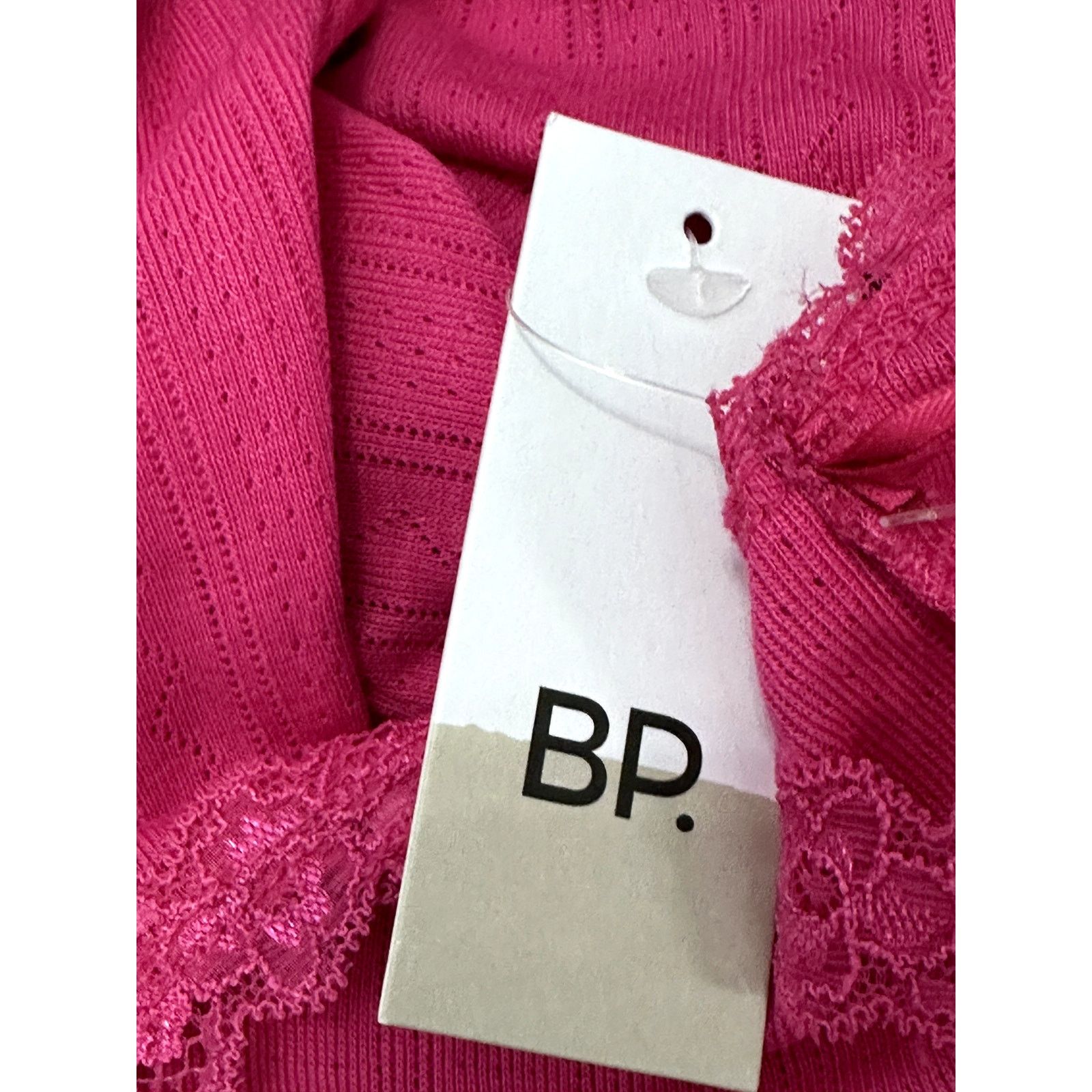 BP. BP Crop Top Sleeveless Ribbed Lace Straps Hot Pink S NWT Size S / US 4 / IT 40 - 7 Thumbnail