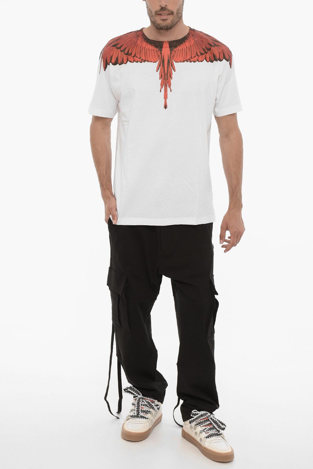 Marcelo Burlon og1mm0824 Crewneck T-Shirt in White Size US XXL / EU 58 / 5 - 4 Thumbnail