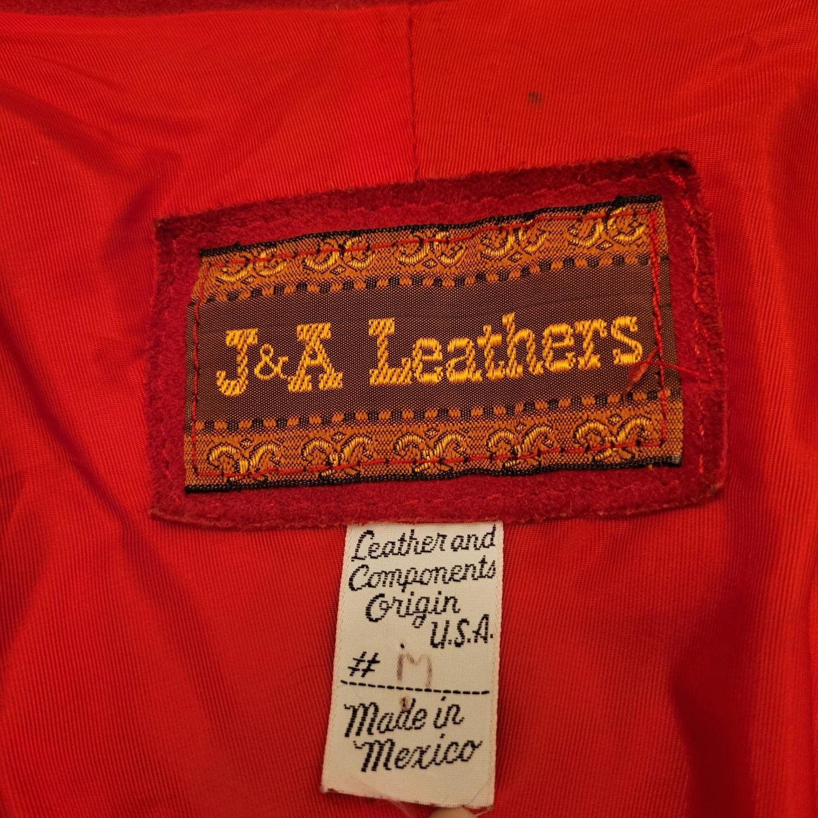 Vintage M Red Suede Fringe Beaded Show Jacket Western Boho Leather Size M / US 6-8 / IT 42-44 - 3 Thumbnail