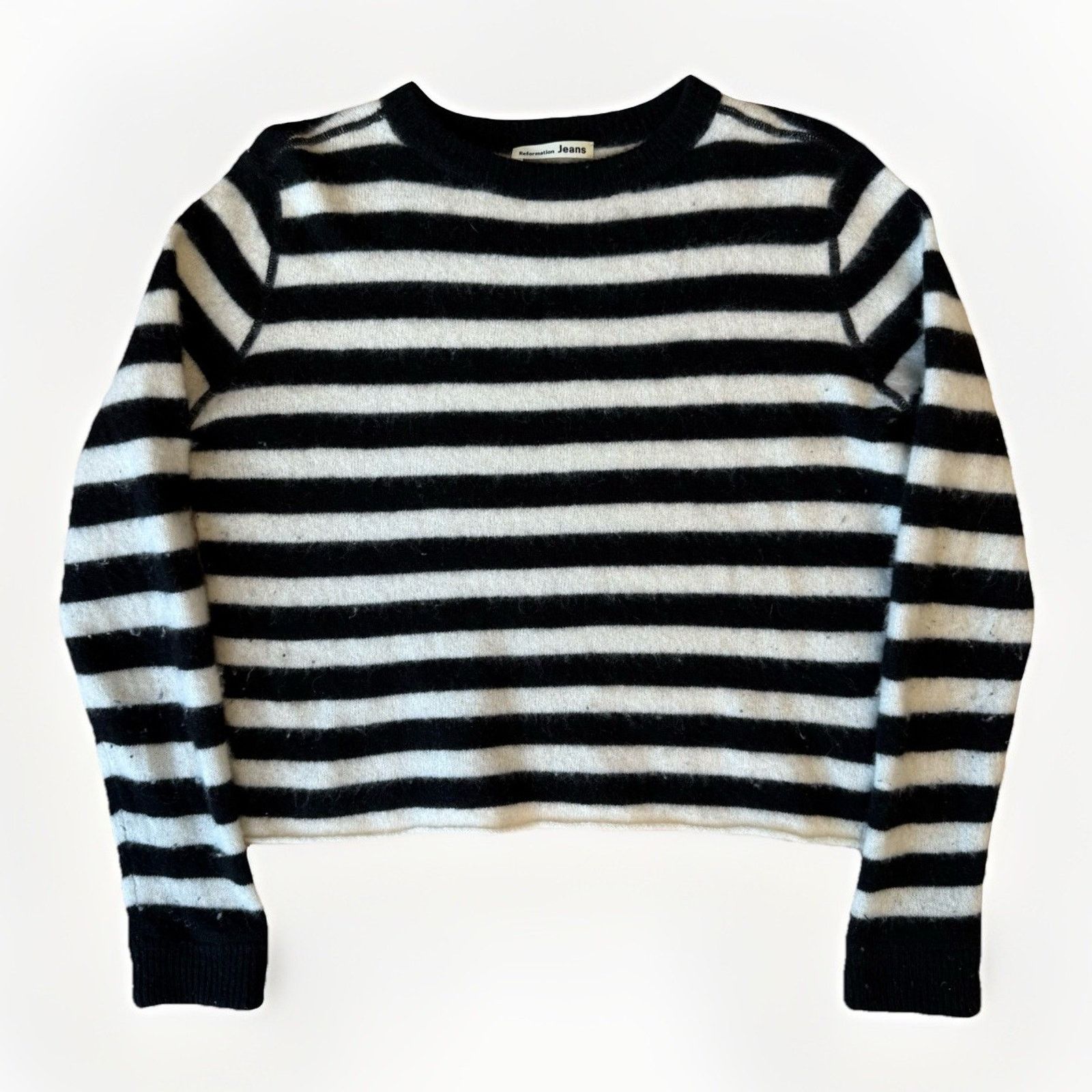Reformation Reformation Cashmere Sweater Women's S Black White Stripped Size S / US 4 / IT 40 - 1 Thumbnail