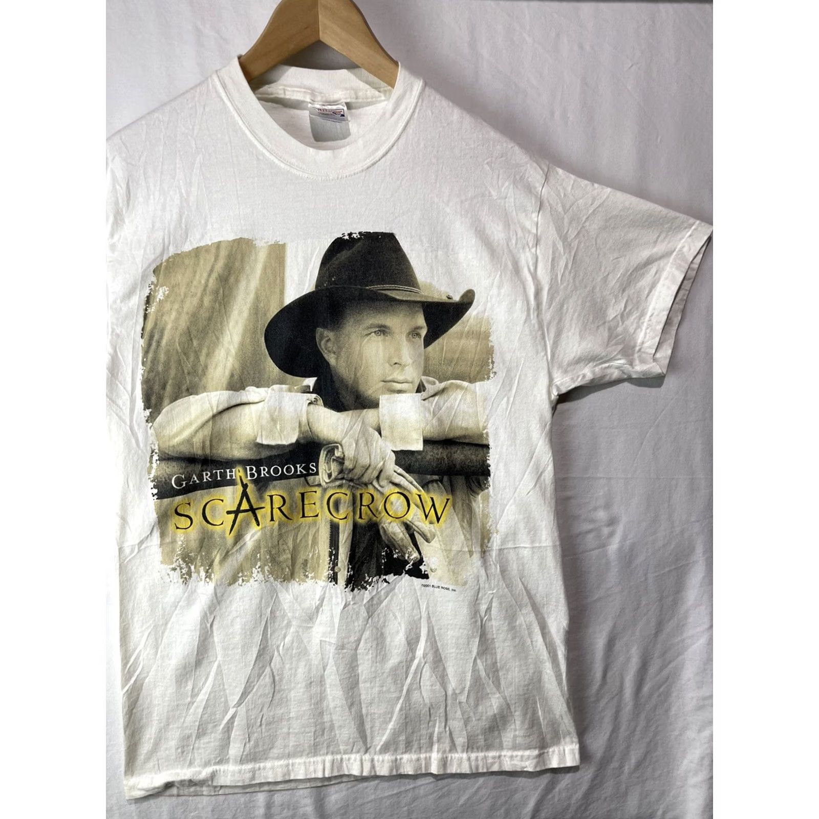 Hanes VINTAGE Garth Brooks Shirt Mens Medium Scarecrow Single Stitch Y2K Cowboy Country Music Hanes Cotton White Crew Neck Graphic Print T-Shirt Mens Size US M / EU 48-50 / 2 - 3 Thumbnail
