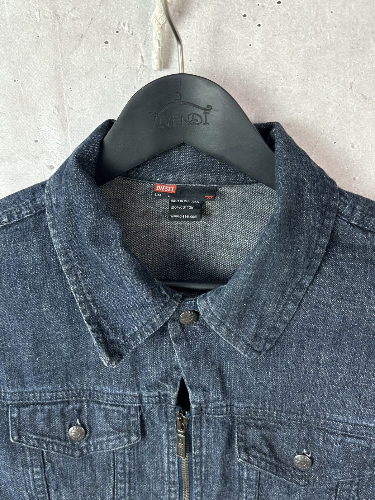 Diesel Vintage Diesel Indigo Thermic Blue Zip Cotton Denim Jacket Size L / US 10 / IT 46 - 3 Thumbnail