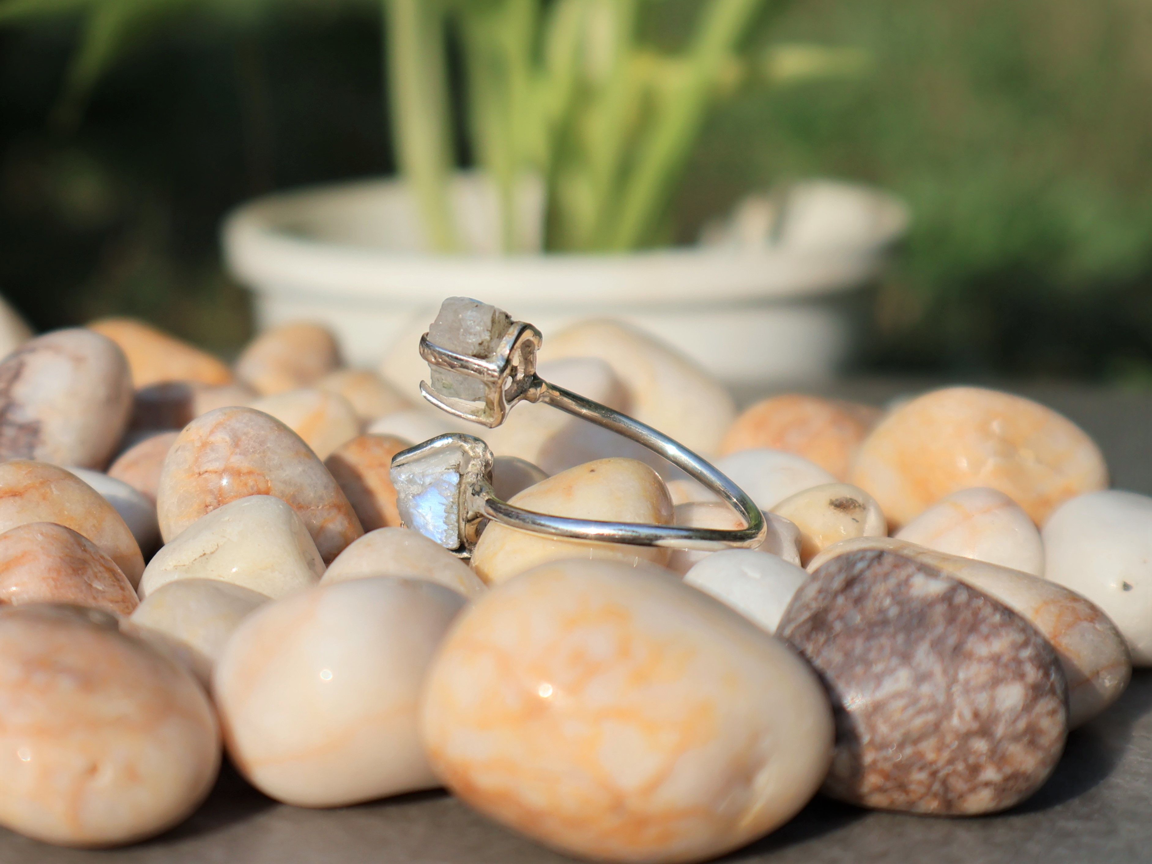 Handmade Raw Moonstone Ring, Handmade Ring, 925 Sterling Silver, Size ONE SIZE - 3 Thumbnail