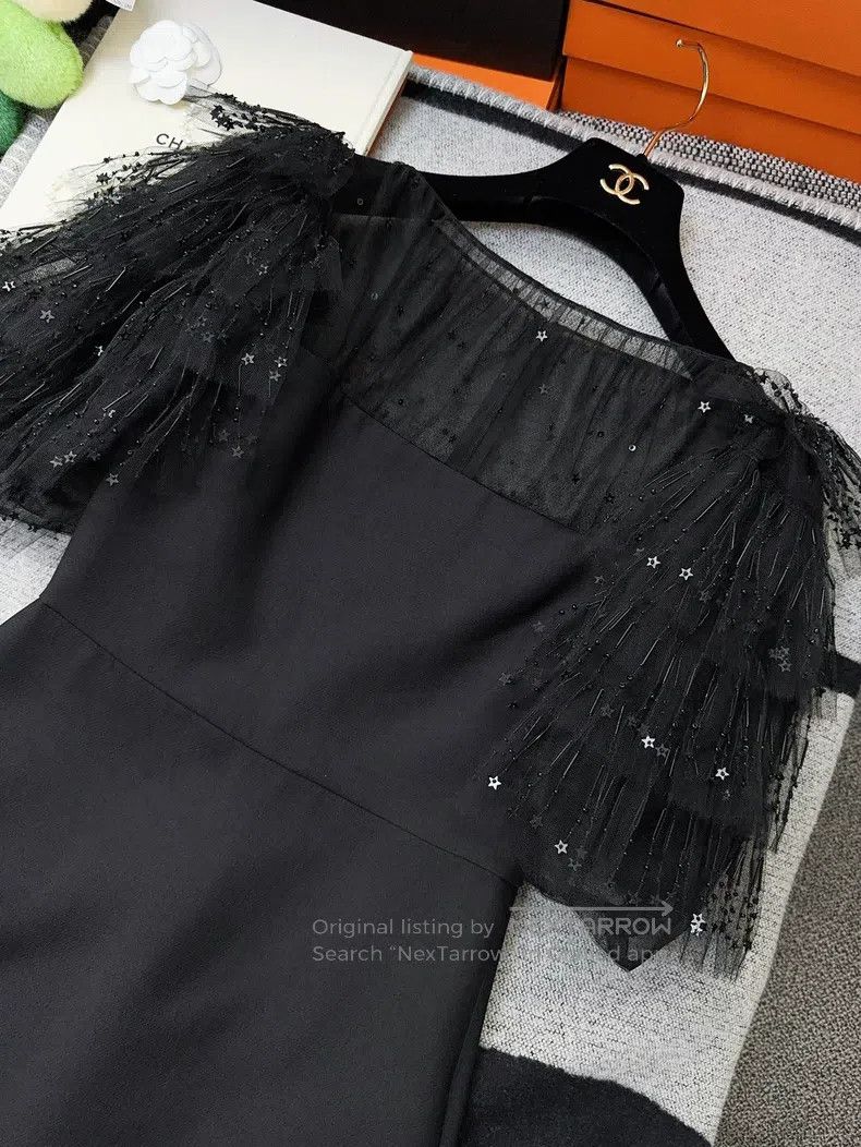 Valentino Valentino Black mesh embroidered star sequin beaded prince Size M / US 6-8 / IT 42-44 - 5 Thumbnail