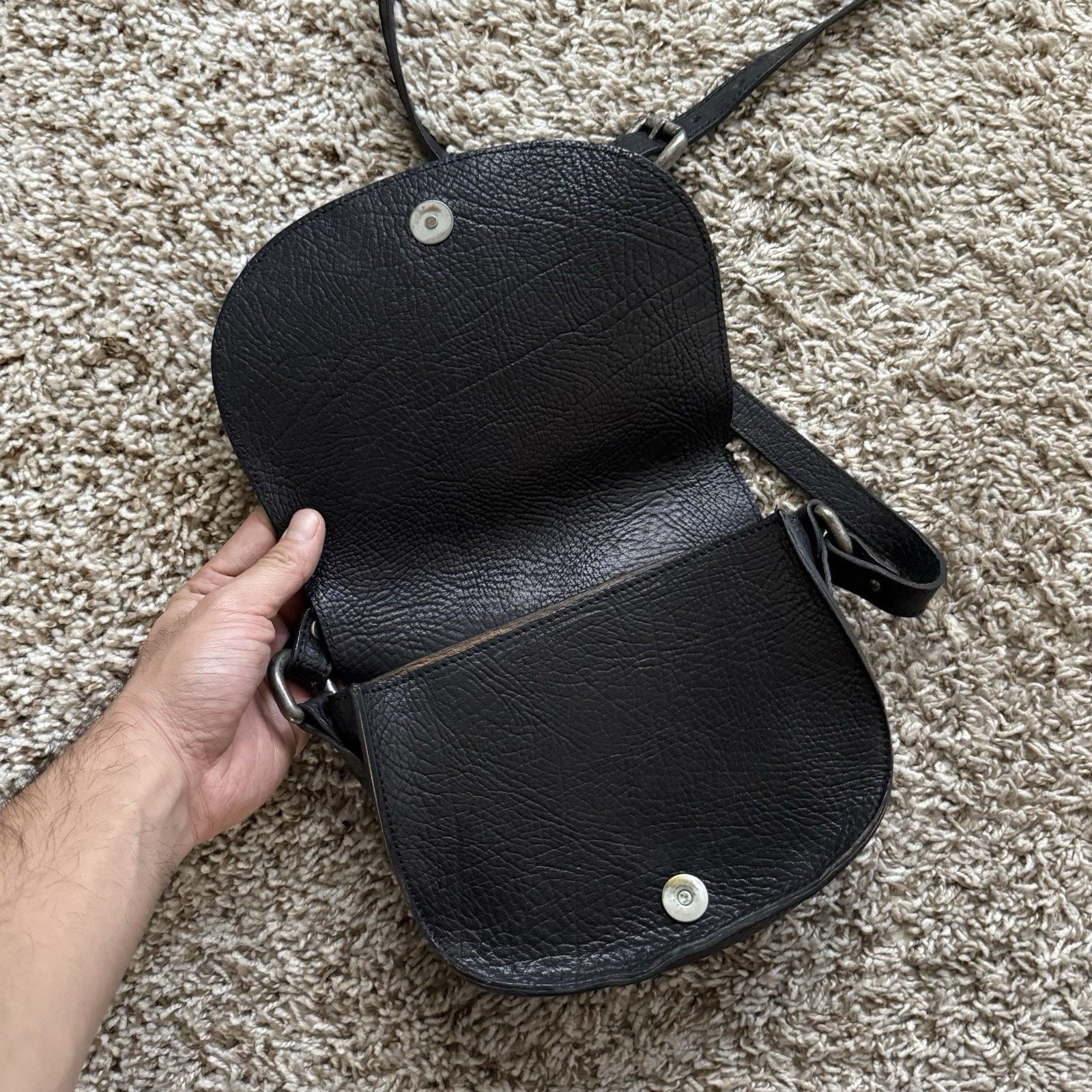 Other VIN BAKER Saddle Leather Black Cross-Body Shoulder Bag Purse Size ONE SIZE - 11 Thumbnail