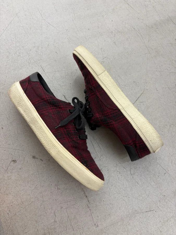 Saint Laurent Paris 2010s Saint Laurent Bordeaux Tartan Sneakers Size US 10 / EU 43 - 6 Thumbnail