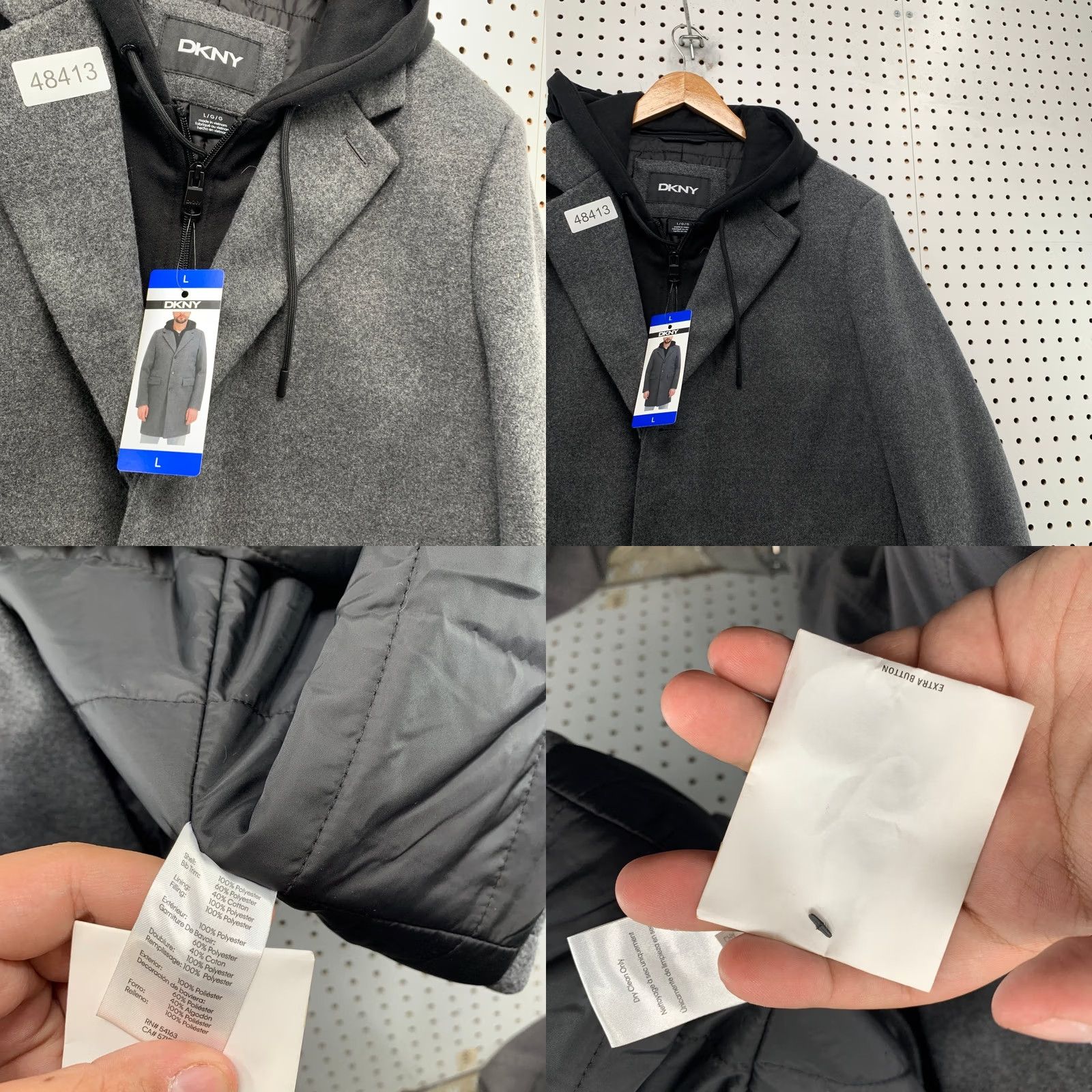 DKNY DKNY Coat Mens L Grey Faux Wool Removable Hooded Liner NWT Coat Mens L Grey Faux Wool Hooded Liner NWT Size US L / EU 52-54 / 3 - 8 Thumbnail