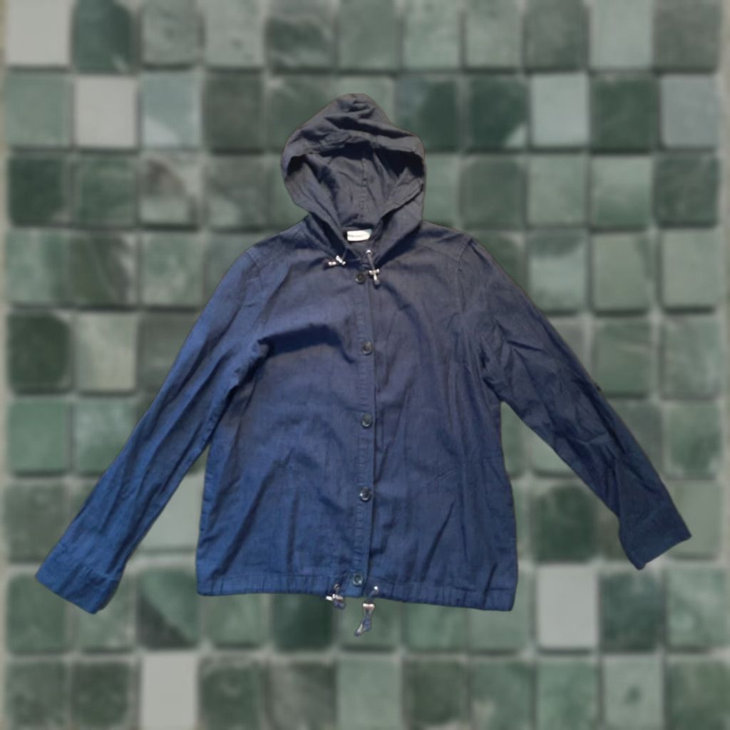Liz Claiborne Liz Claiborne Womens Jacket Long Sleeve Medium M Hooded Draw String Button Up Blue Size M / US 6-8 / IT 42-44 - 1 Thumbnail