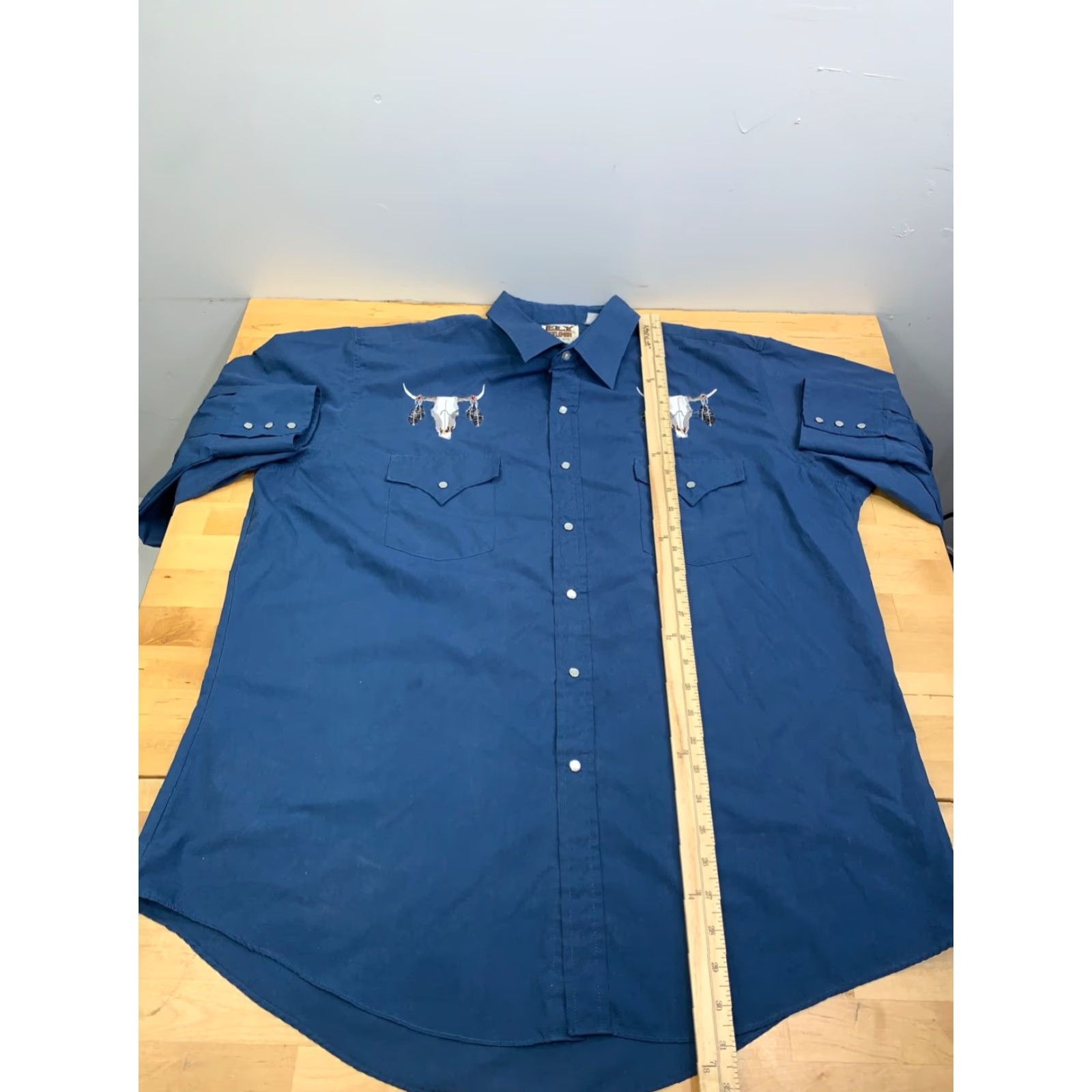 Vintage Ely Cattleman Pearl Snap Button Up Shirt Mens XL Blue Western Gaucho 12678 Size US XL / EU 56 / 4 - 4 Thumbnail