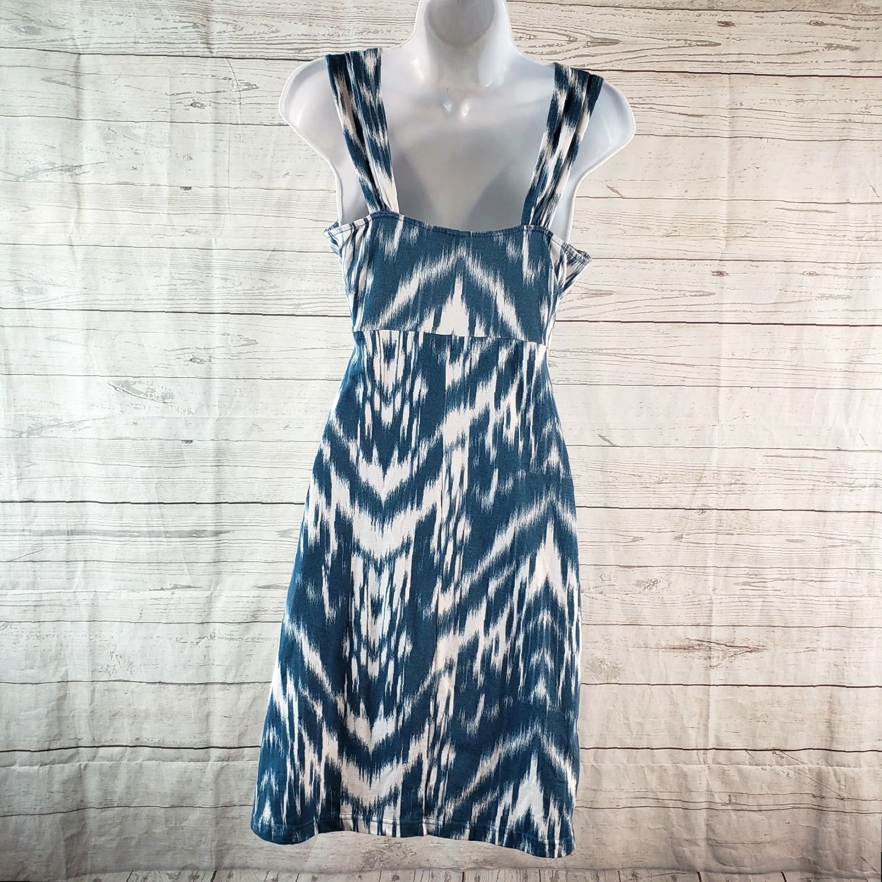 Vintage Aventura Dress Womens Sz Small Blue White Sleeveless V-Neck Cotton Blend Pocket Size S / US 4 / IT 40 - 5 Thumbnail