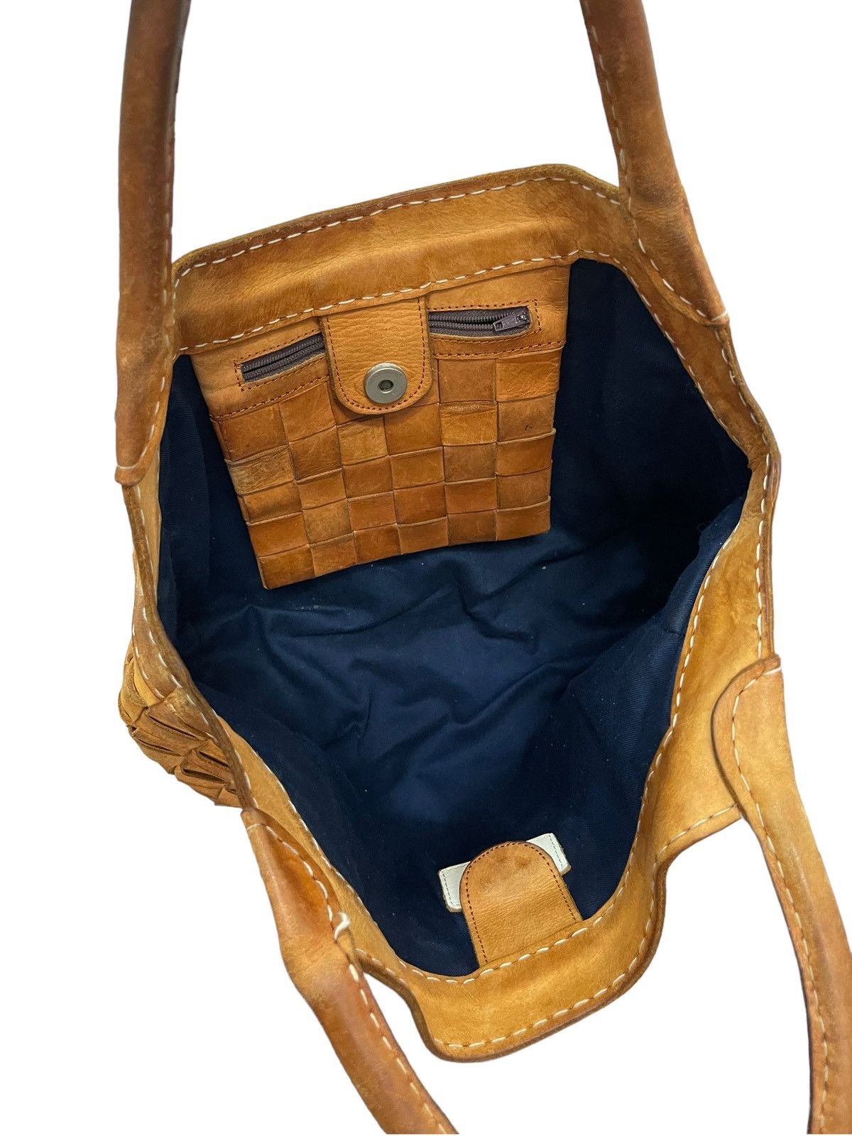 Japanese Brand Full Leather Vtg Robita Japan Intrecciato Weave Tote Bag 1🟩 Size ONE SIZE - 21 Thumbnail