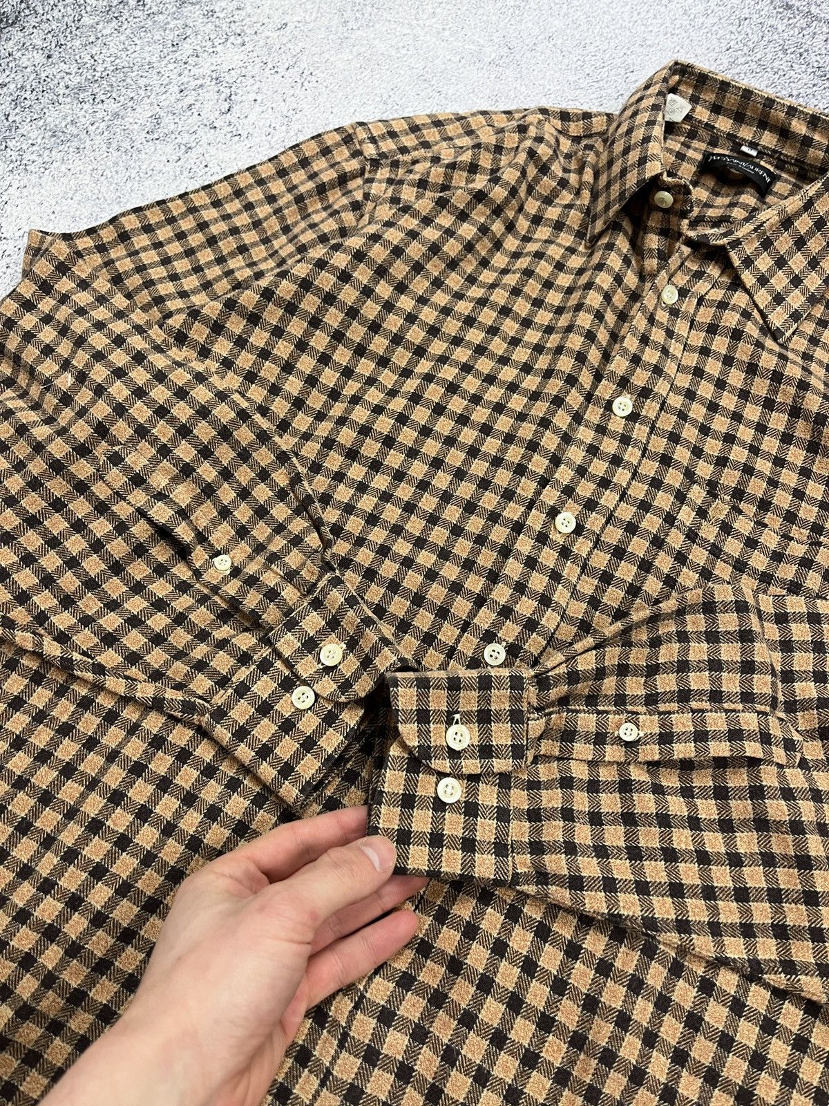 Vintage Yves Saint Laurent Pour Homme YSL Logo Flannel Plaid Shirt Size US L / EU 52-54 / 3 - 10 Thumbnail